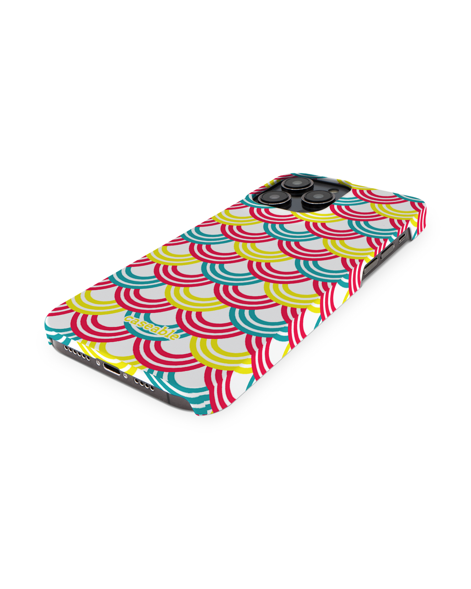 Rainbow Hard Shell Phone Case for Apple iPhone 14 Pro Max: Perspective view