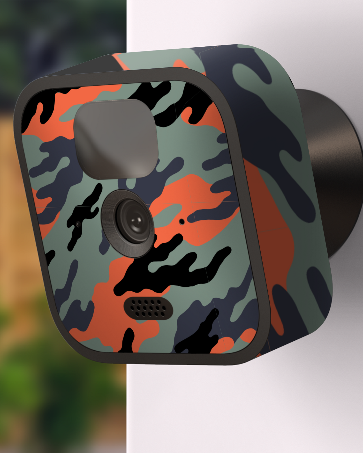 Camo Sunset Camera Skin Blink Outdoor (2020) attached to exterior wall
