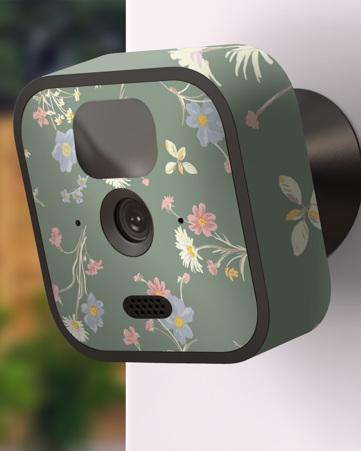 Wild Flower Sprigs Camera Skin Blink Outdoor (2020) attached to exterior wall