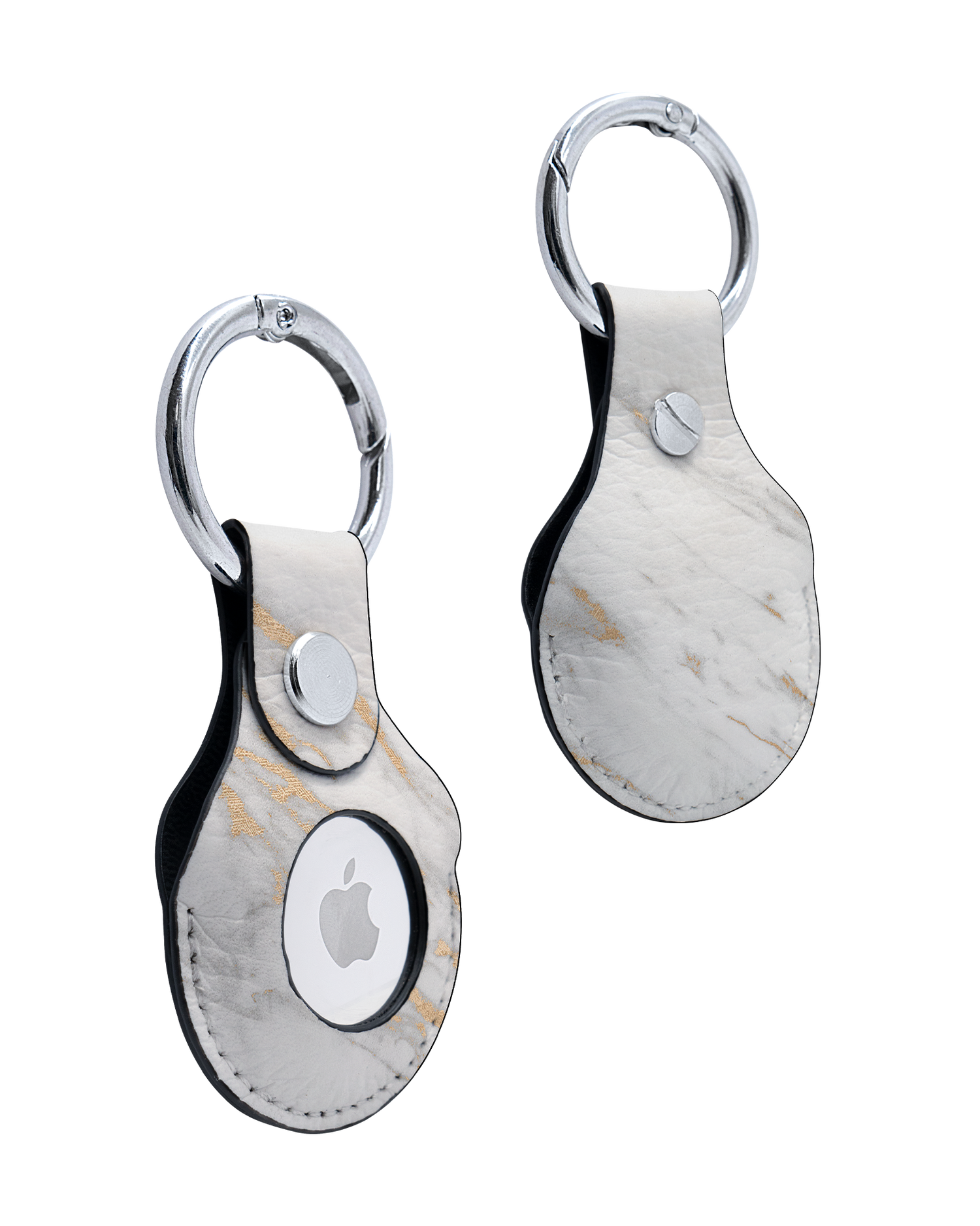 AirTag Holder with Gold Marble Elegance Design: Front and Back