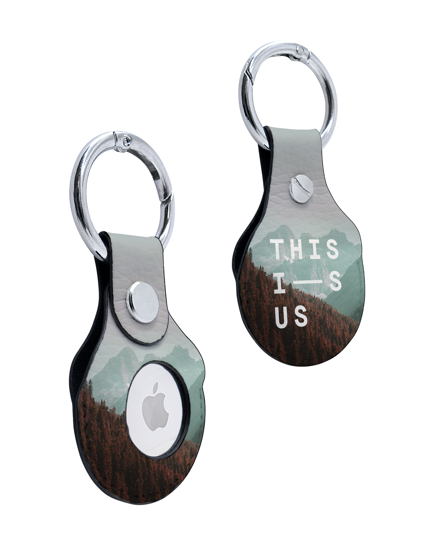 AirTag Holder with Into the Woods Design: Front and Back