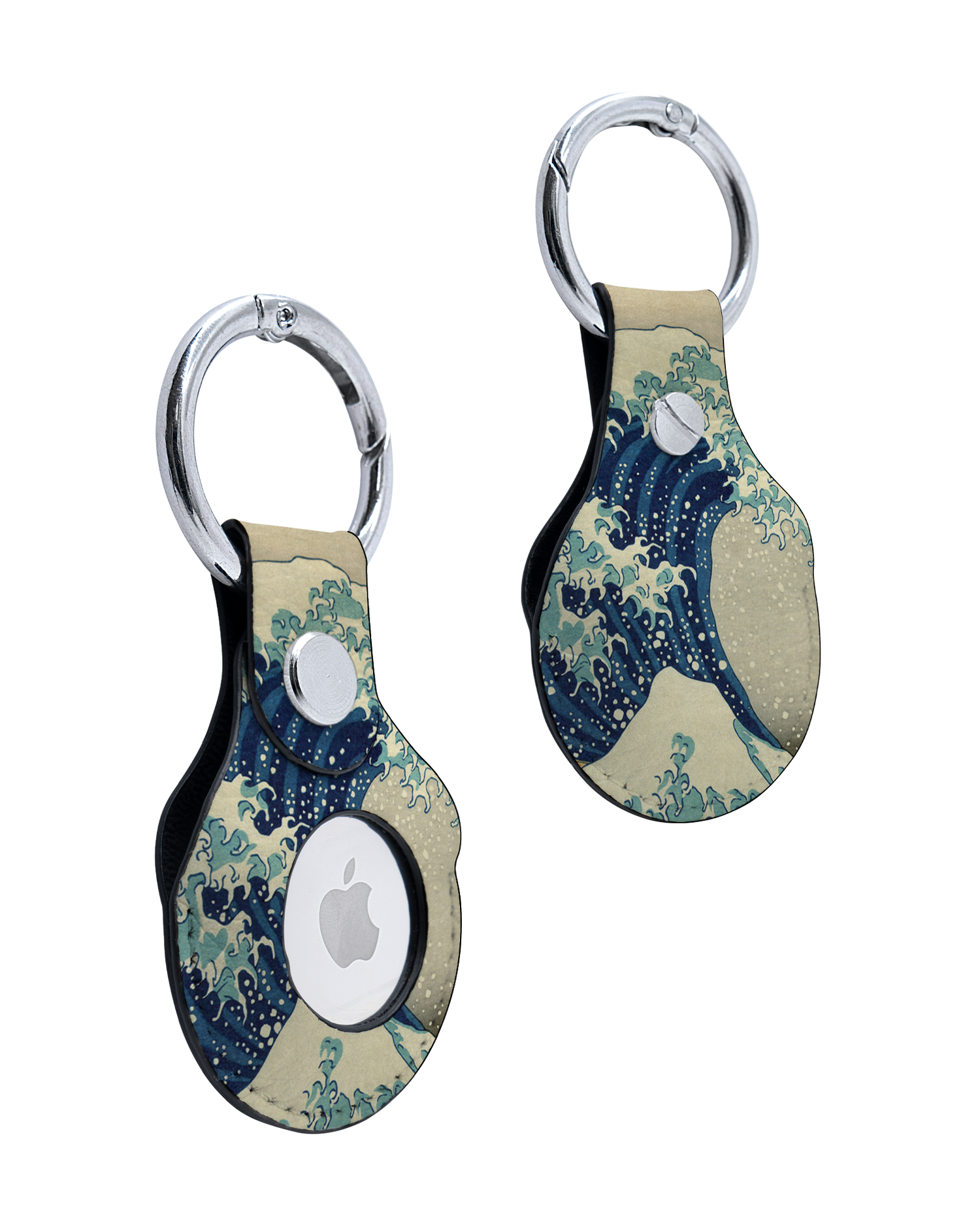 AirTag Holder with Great Wave Off Kanagawa By Hokusai Design: Front and Back
