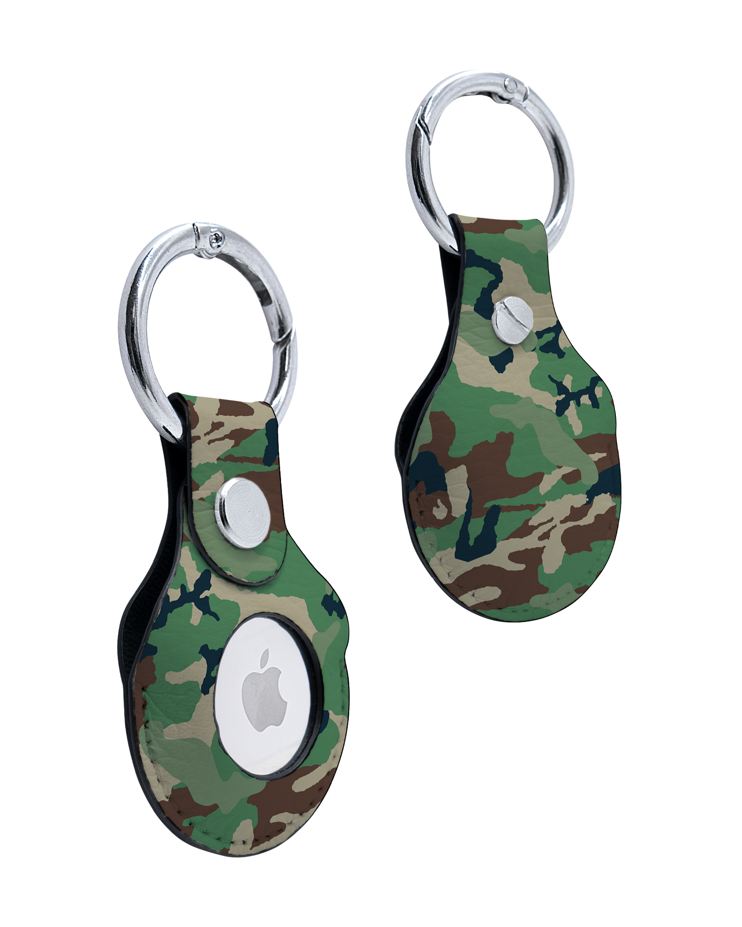 AirTag Holder with Green and Brown Camo Design: Front and Back