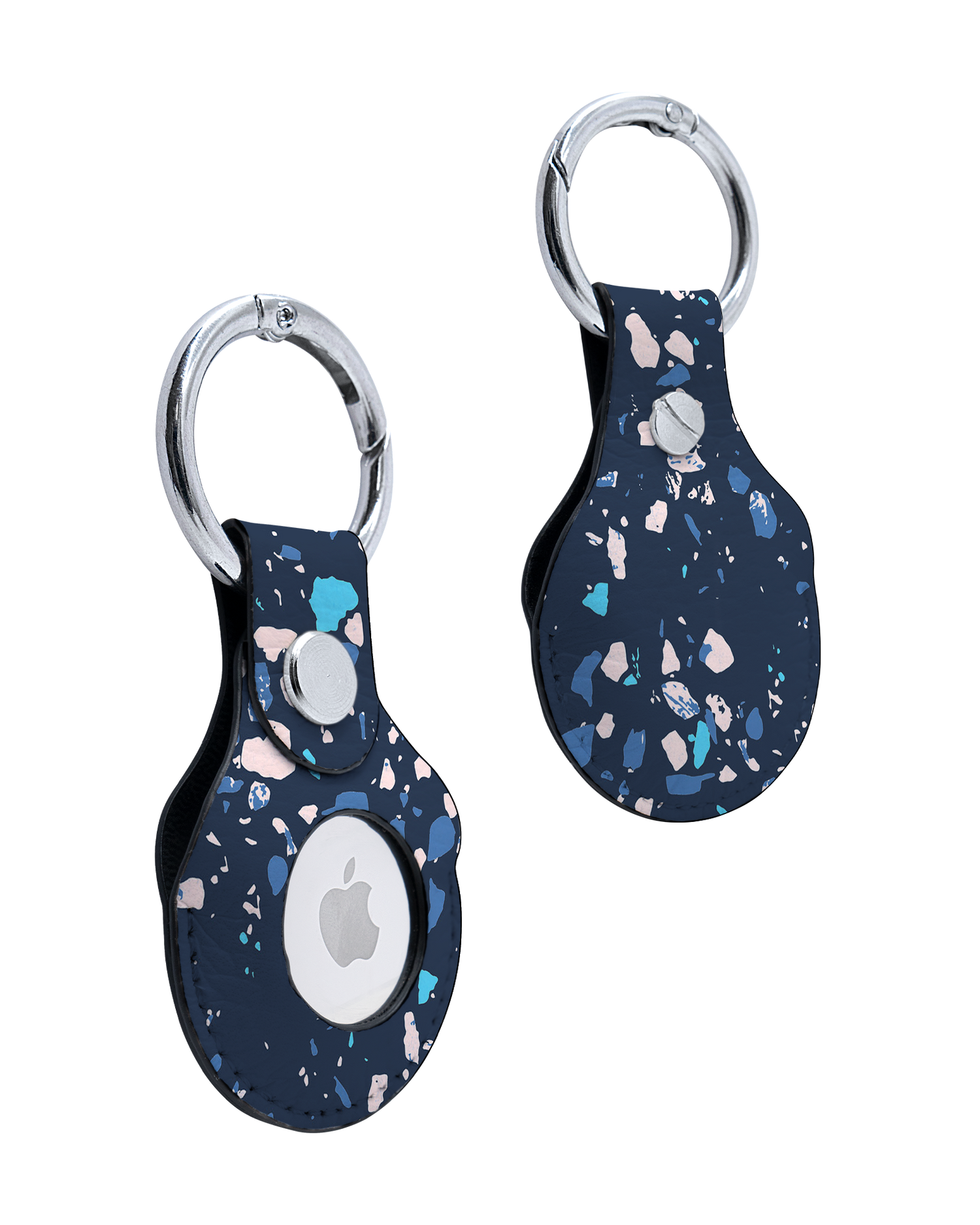 AirTag Holder with Speckled Marble Design: Front and Back