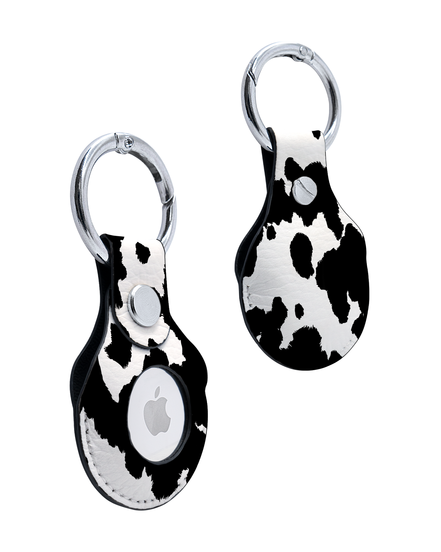 AirTag Holder with Cow Print Design: Front and Back