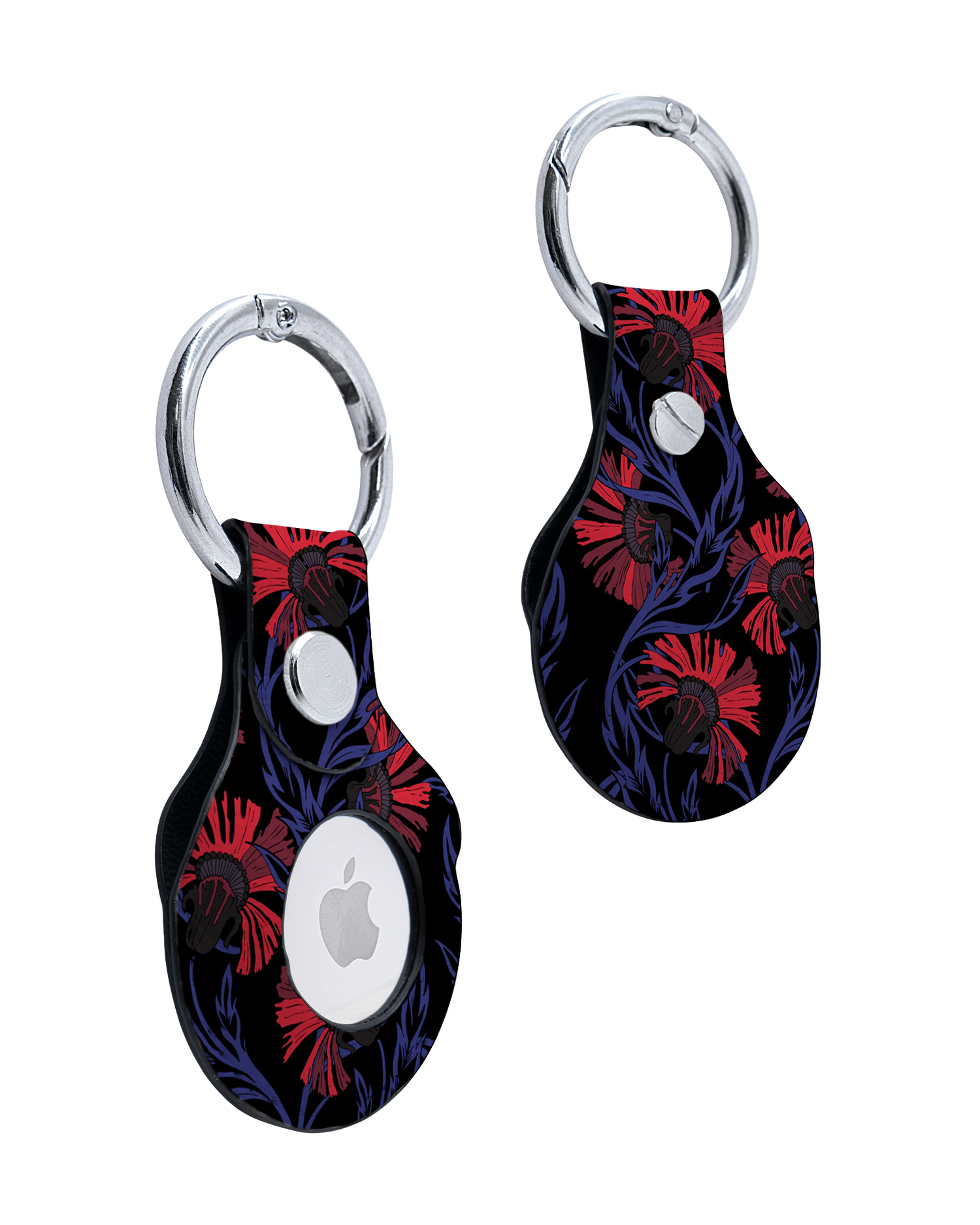 AirTag Holder with Midnight Floral Design: Front and Back