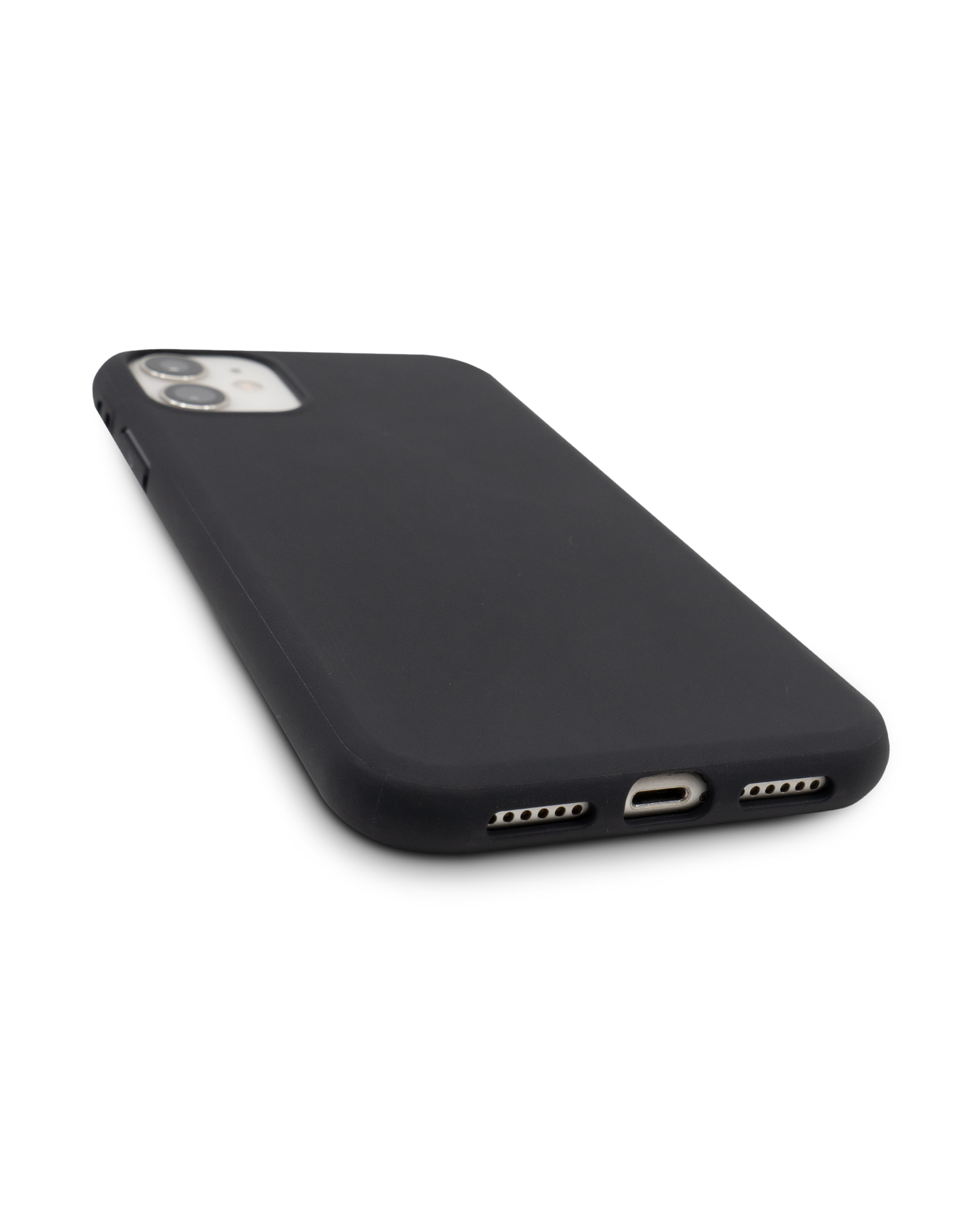 Black Silicone Phone Case for iPhone 11: Bottom View
