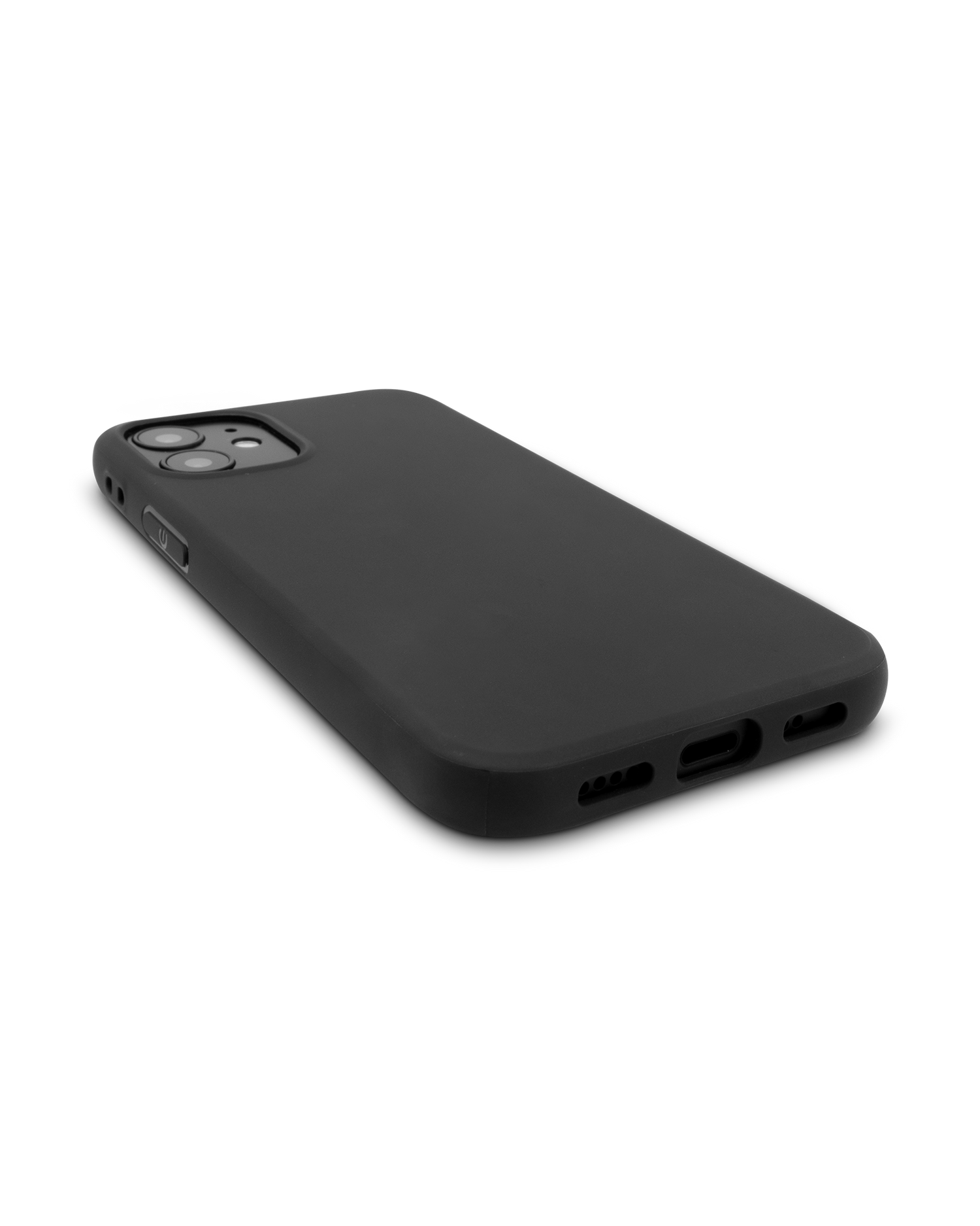 Black Silicone Phone Case for iPhone 12 mini: Bottom View