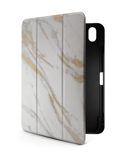 Gold Marble Elegance iPad Case with Pencil Holder for Apple iPad (10th Generation)