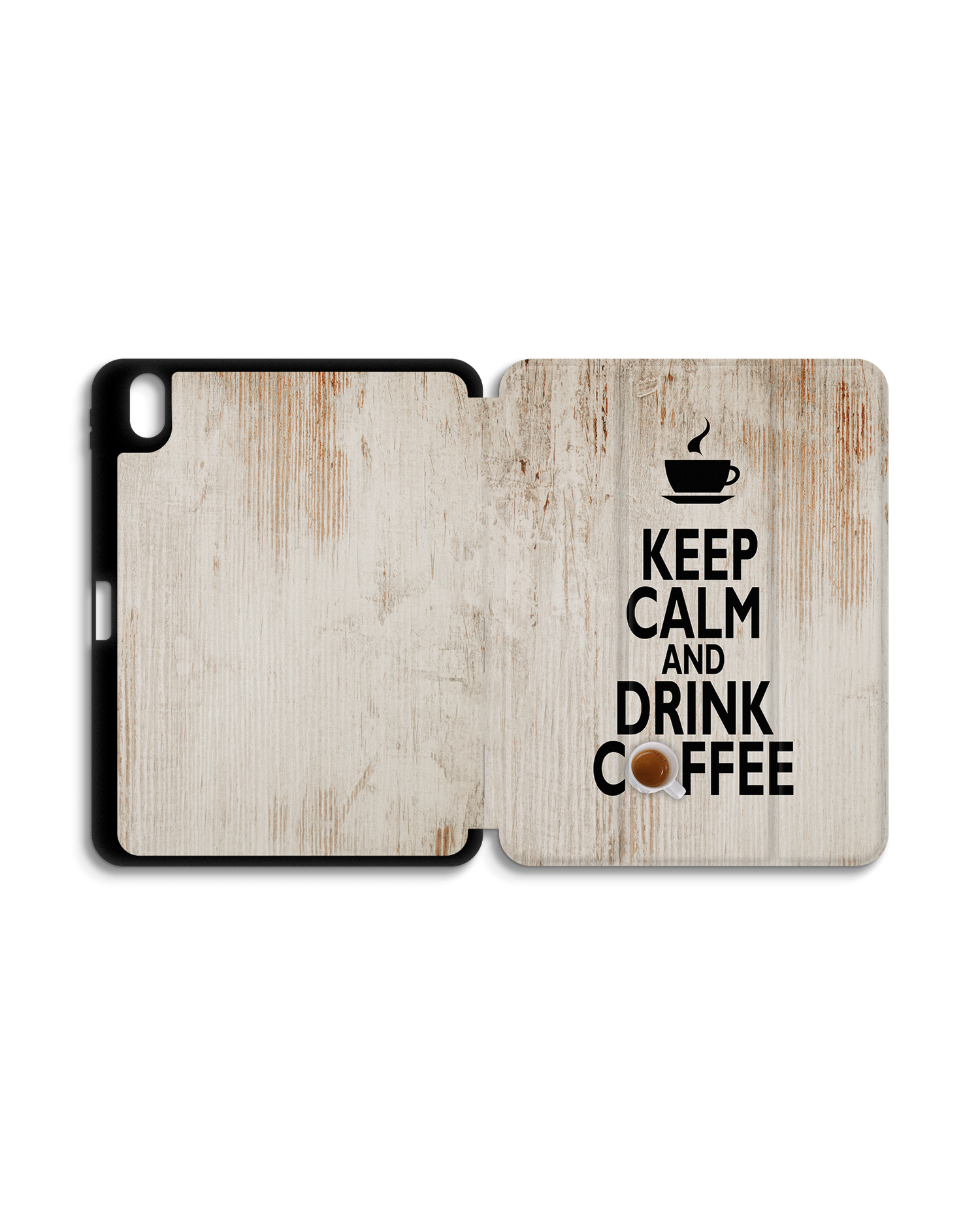 Drink Coffee iPad Case with Pencil Holder for Apple iPad (10th Generation): Opened exterior view