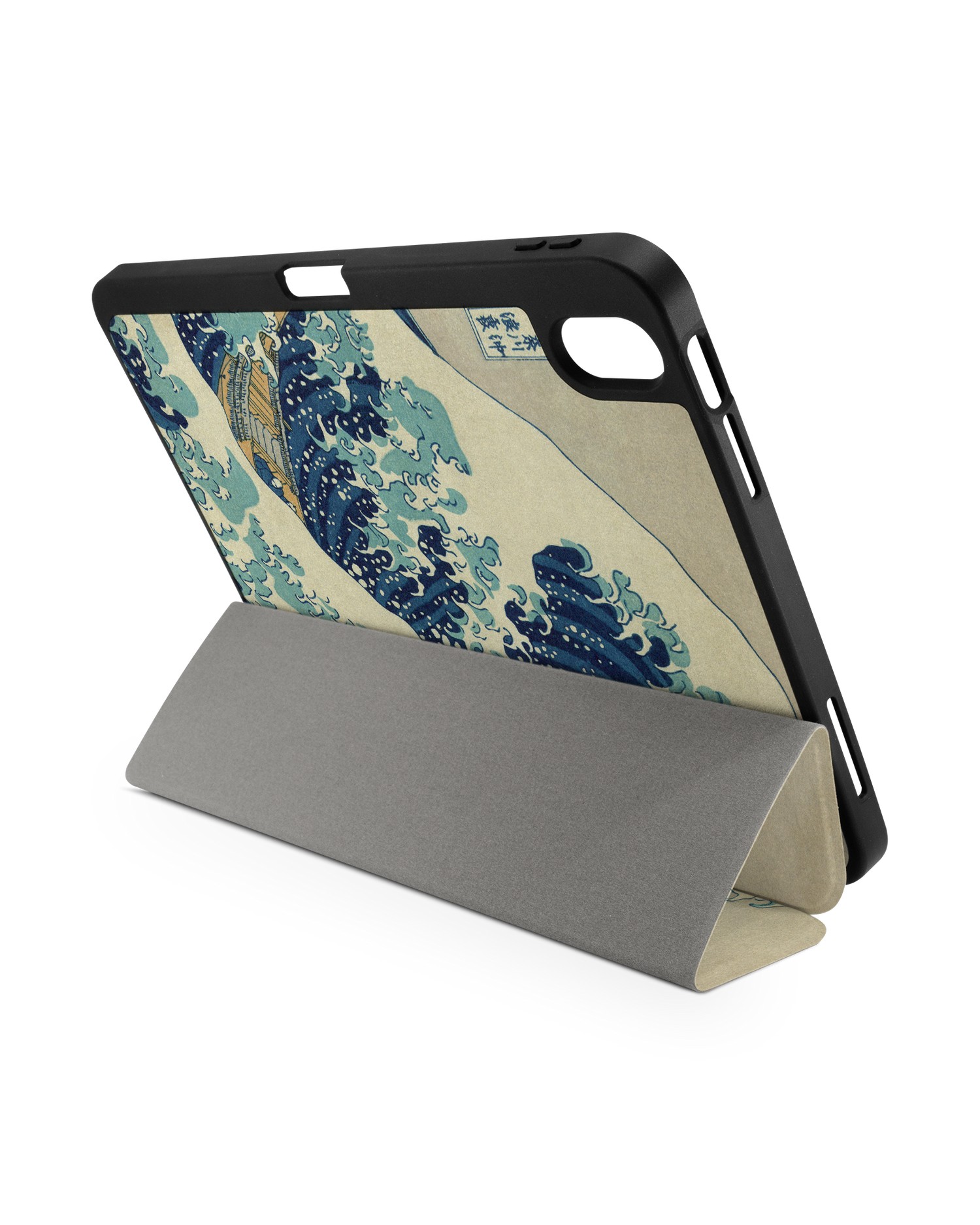 Great Wave Off Kanagawa By Hokusai iPad Case with Pencil Holder for Apple iPad (10th Generation): Set up in landscape format (back view)