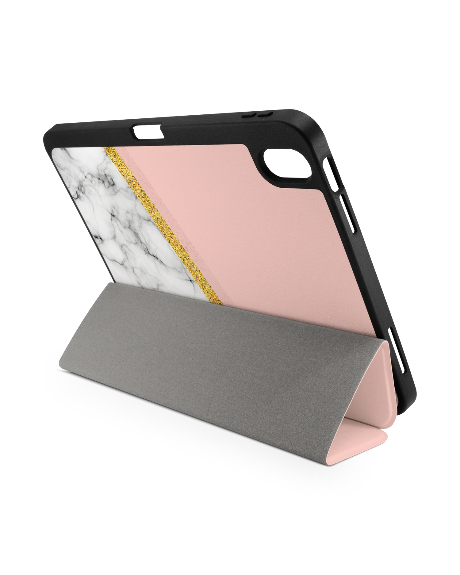Marble Slice iPad Case with Pencil Holder for Apple iPad (10th Generation): Set up in landscape format (back view)