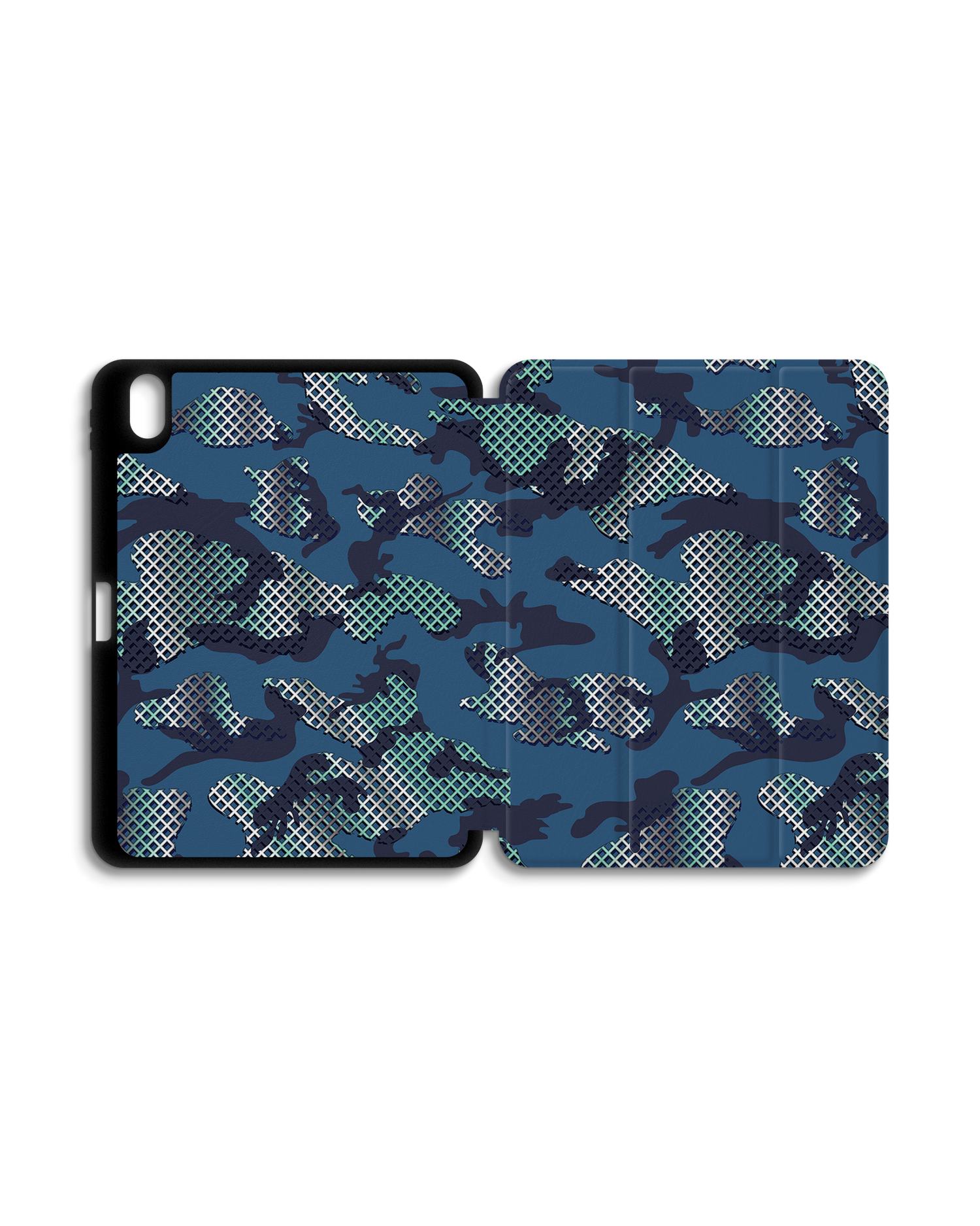 Fall Camo I iPad Case with Pencil Holder for Apple iPad (10th Generation): Opened exterior view