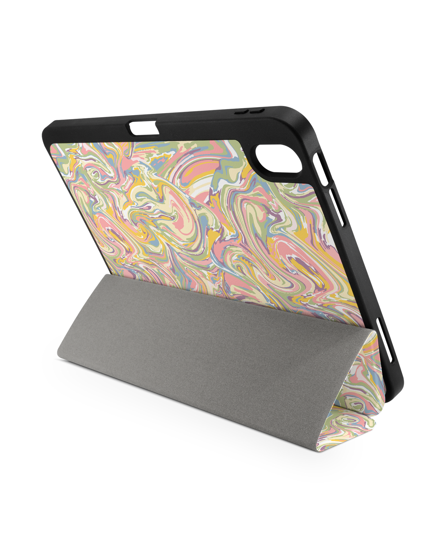 Psychedelic Optics iPad Case with Pencil Holder for Apple iPad (10th Generation): Set up in landscape format (back view)