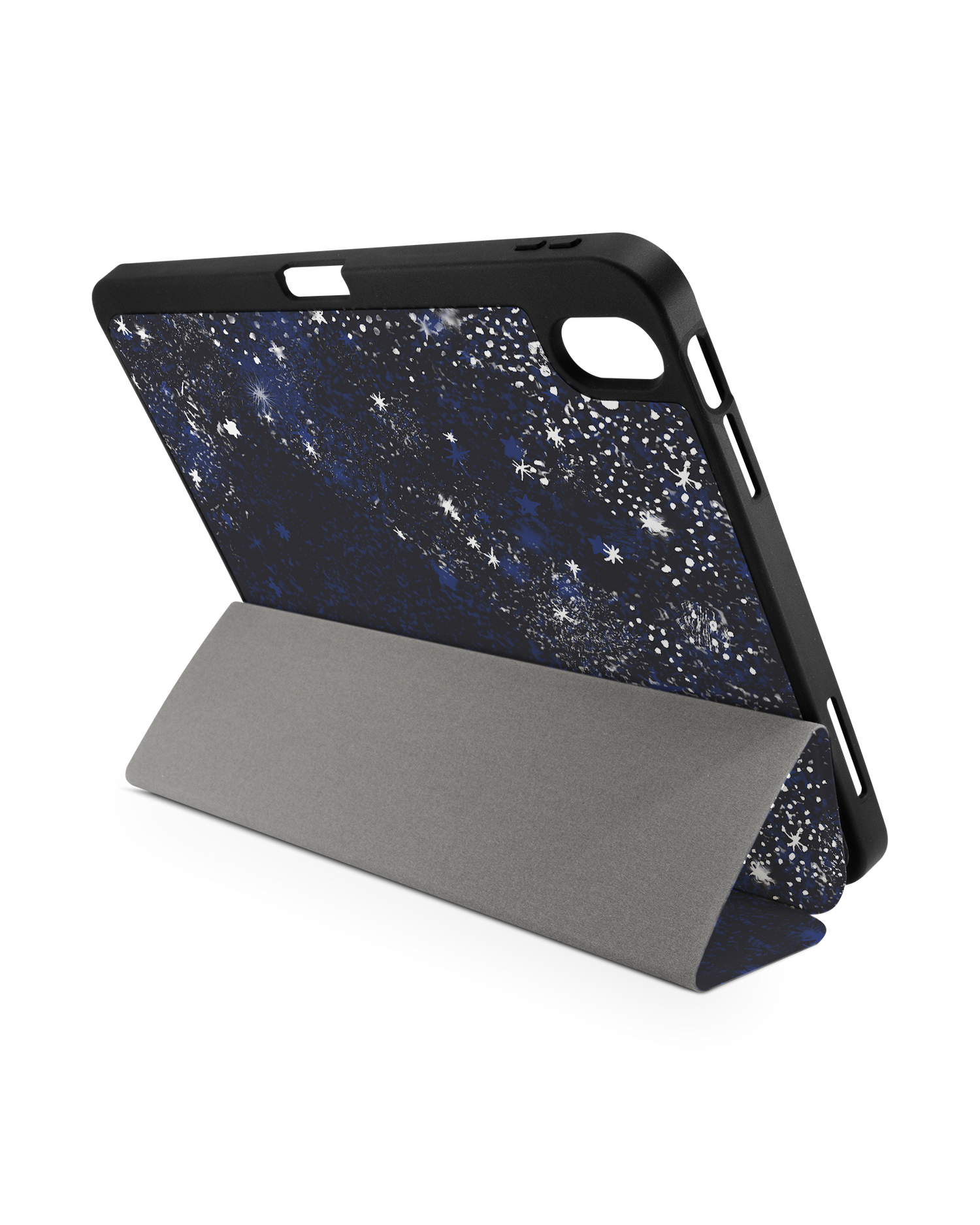Starry Night Sky iPad Case with Pencil Holder for Apple iPad (10th Generation): Set up in landscape format (back view)