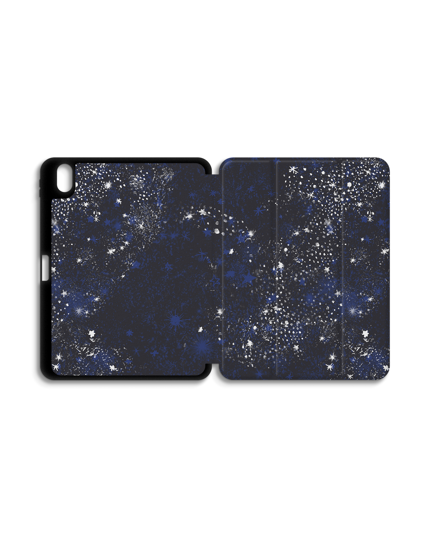 Starry Night Sky iPad Case with Pencil Holder for Apple iPad (10th Generation): Opened exterior view