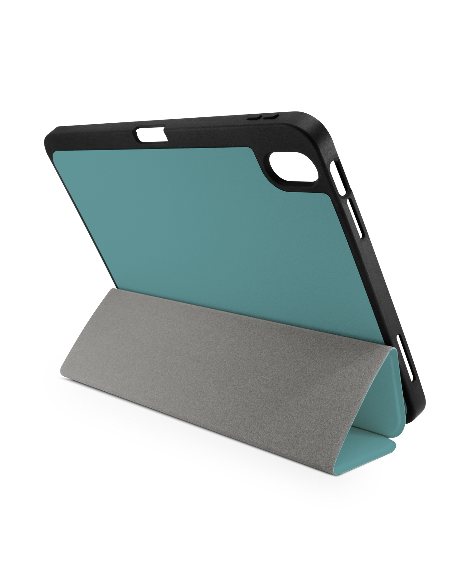 TURQUOISE iPad Case with Pencil Holder for Apple iPad (10th Generation): Set up in landscape format (back view)