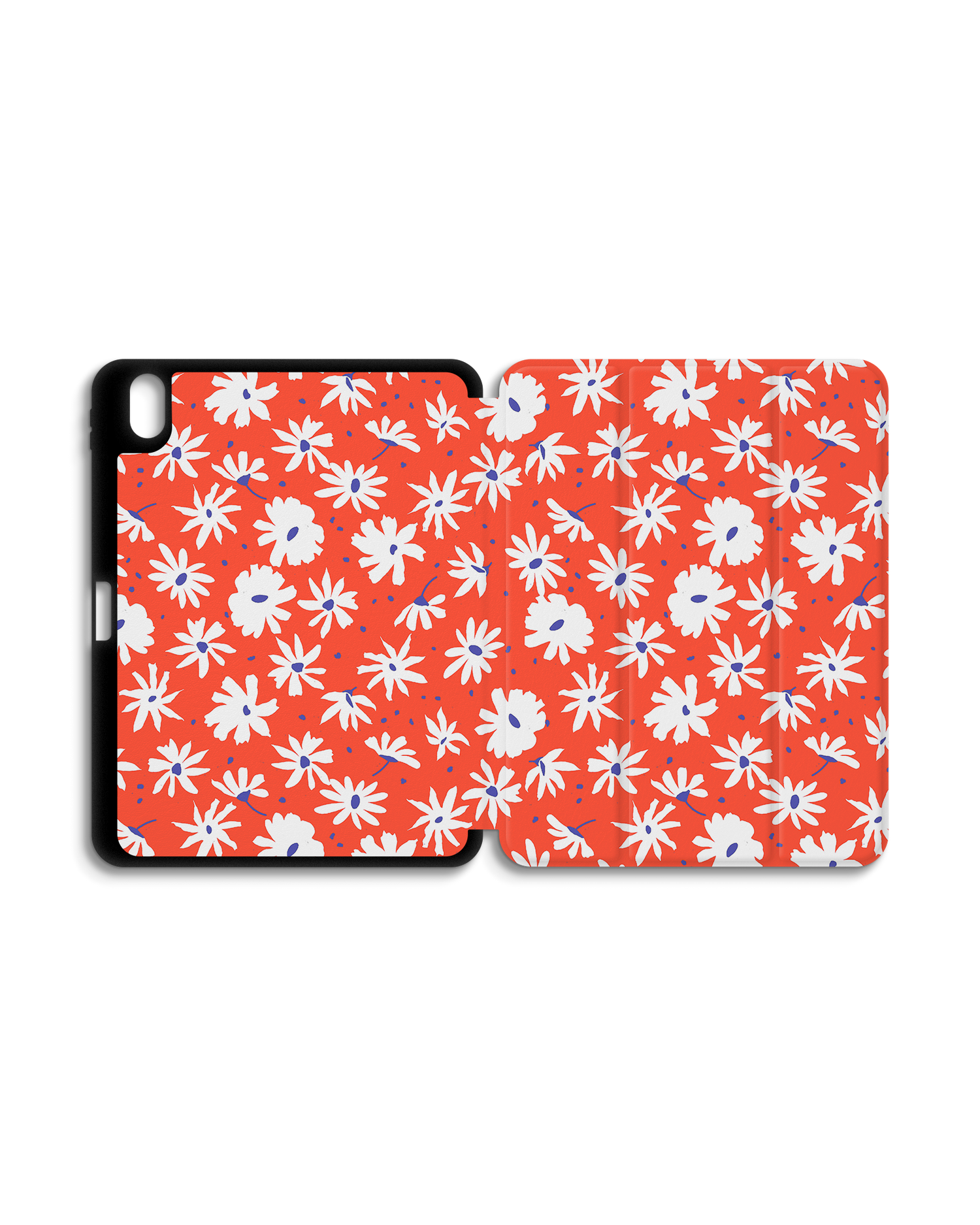 Retro Daisy iPad Case with Pencil Holder for Apple iPad (10th Generation): Opened exterior view