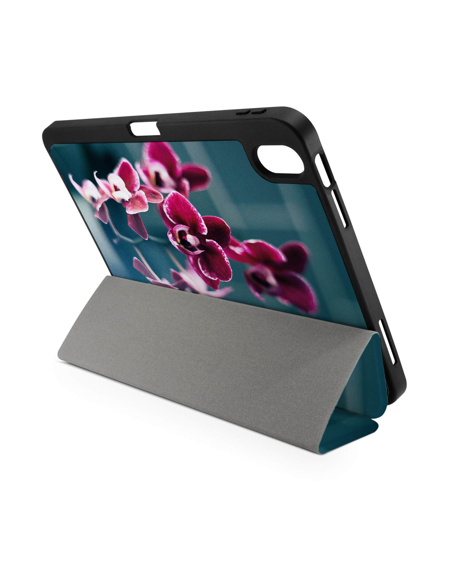 Orchid iPad Case with Pencil Holder for Apple iPad (10th Generation): Set up in landscape format (back view)