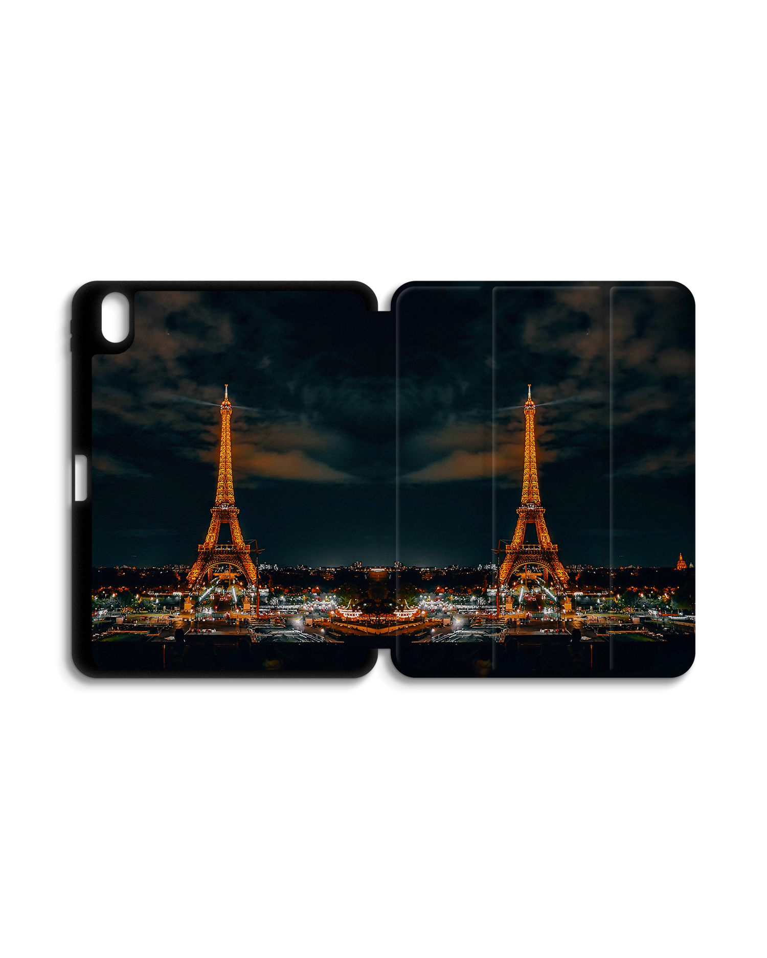 Eiffel Tower By Night iPad Case with Pencil Holder for Apple iPad (10th Generation): Opened exterior view