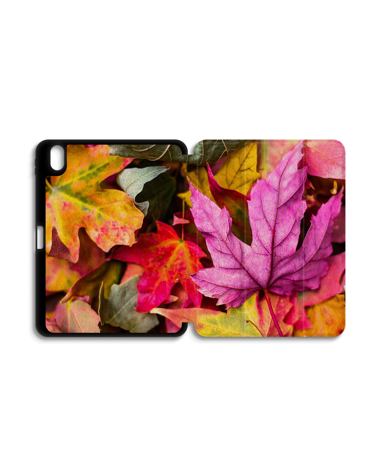 Autumn Leaves iPad Case with Pencil Holder for Apple iPad (10th Generation): Opened exterior view
