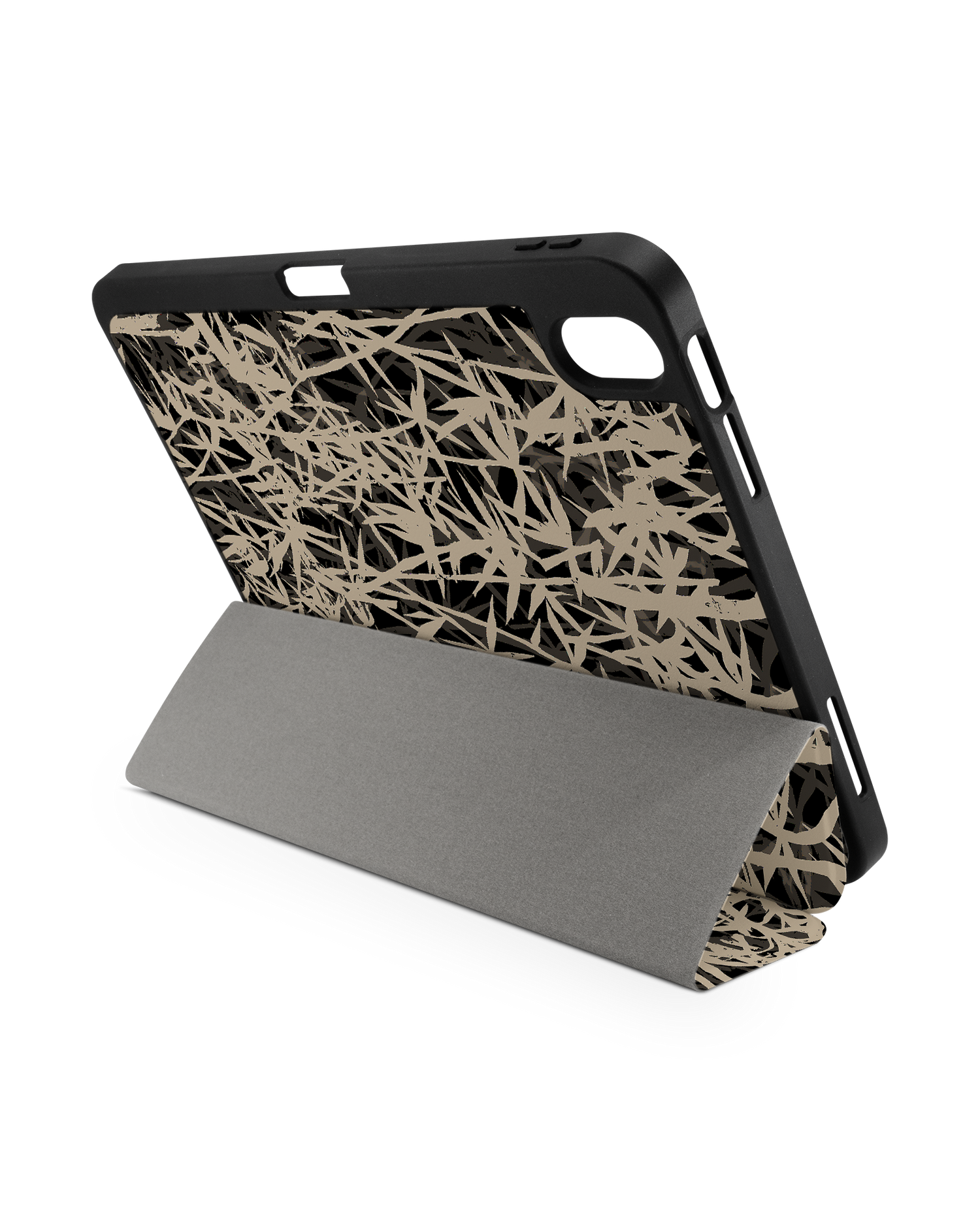 Bamboo Pattern iPad Case with Pencil Holder for Apple iPad (10th Generation): Set up in landscape format (back view)