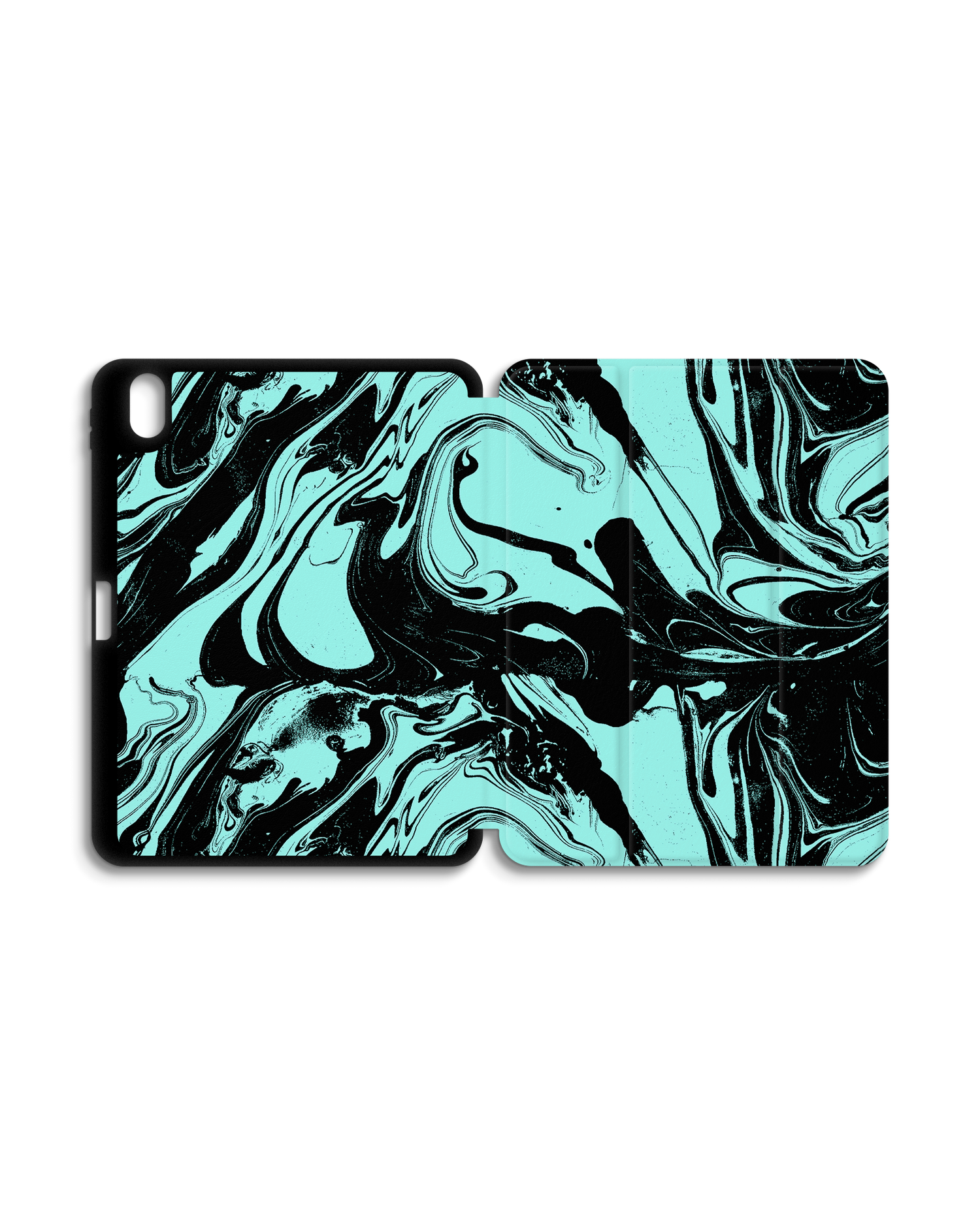 Mint Swirl iPad Case with Pencil Holder for Apple iPad (10th Generation): Opened exterior view