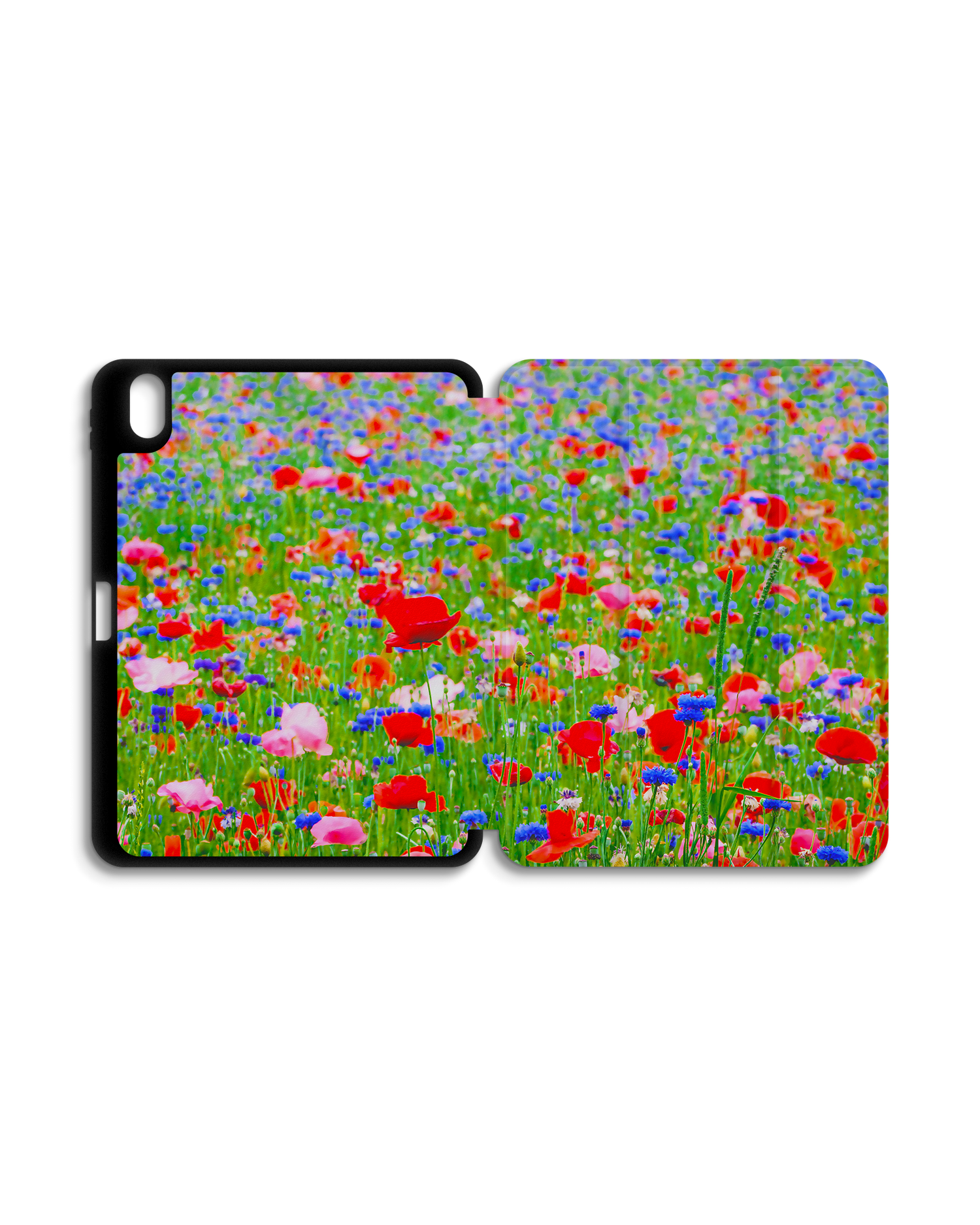 Flower Field iPad Case with Pencil Holder for Apple iPad (10th Generation): Opened exterior view