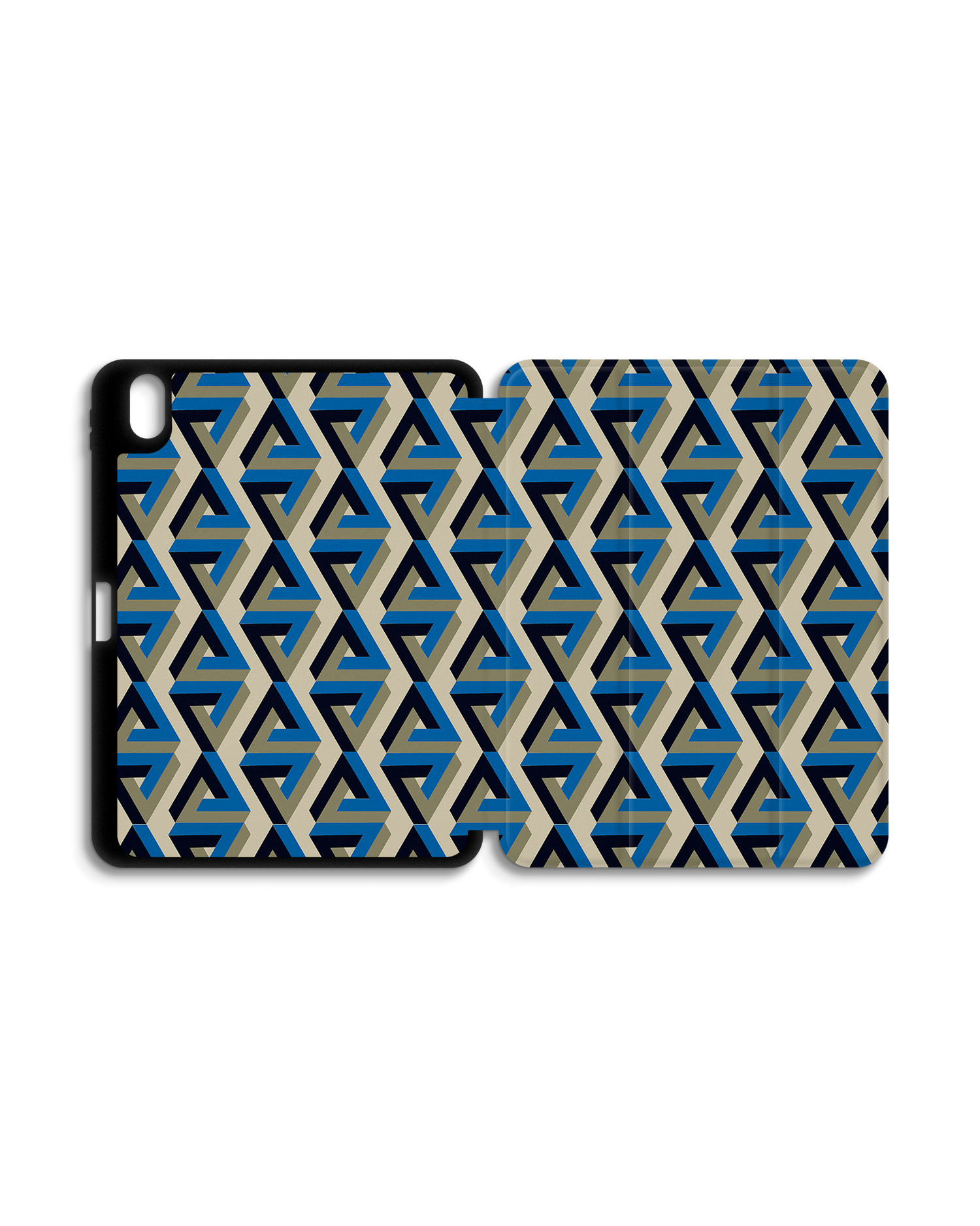 Penrose Pattern iPad Case with Pencil Holder for Apple iPad (10th Generation): Opened exterior view