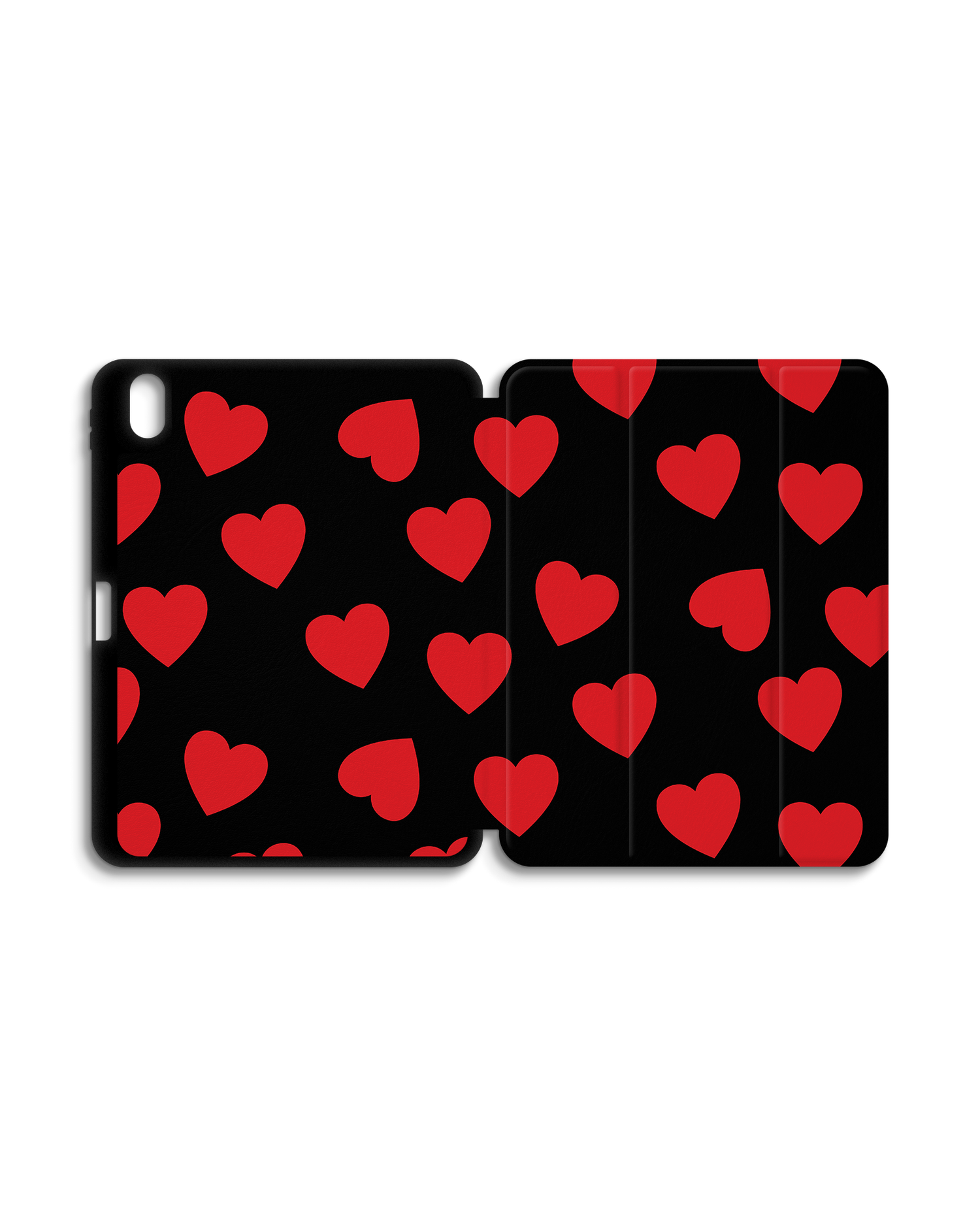 Repeating Hearts iPad Case with Pencil Holder for Apple iPad (10th Generation): Opened exterior view