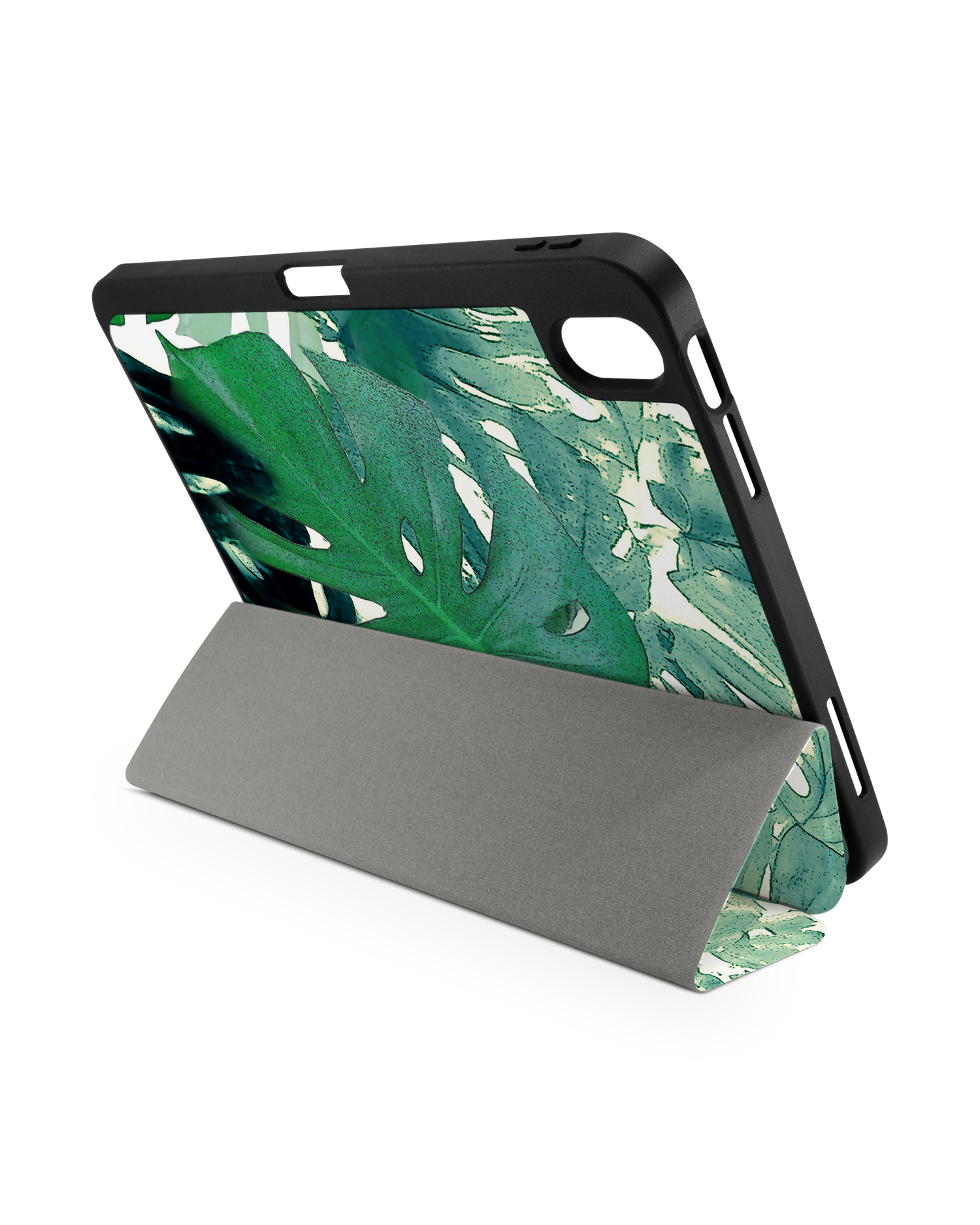 Saturated Plants iPad Case with Pencil Holder for Apple iPad (10th Generation): Set up in landscape format (back view)