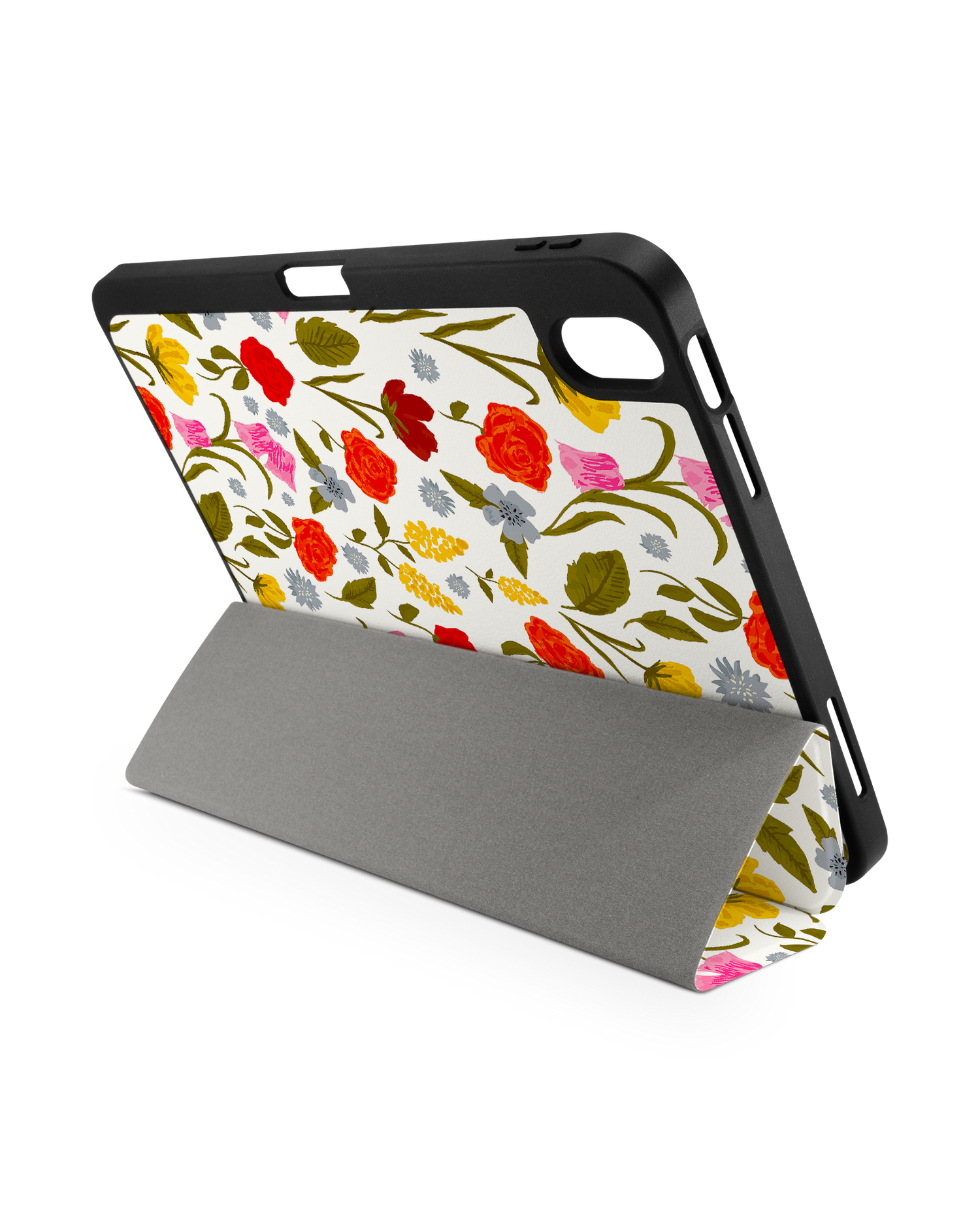 Botanical Beauties iPad Case with Pencil Holder for Apple iPad (10th Generation): Set up in landscape format (back view)