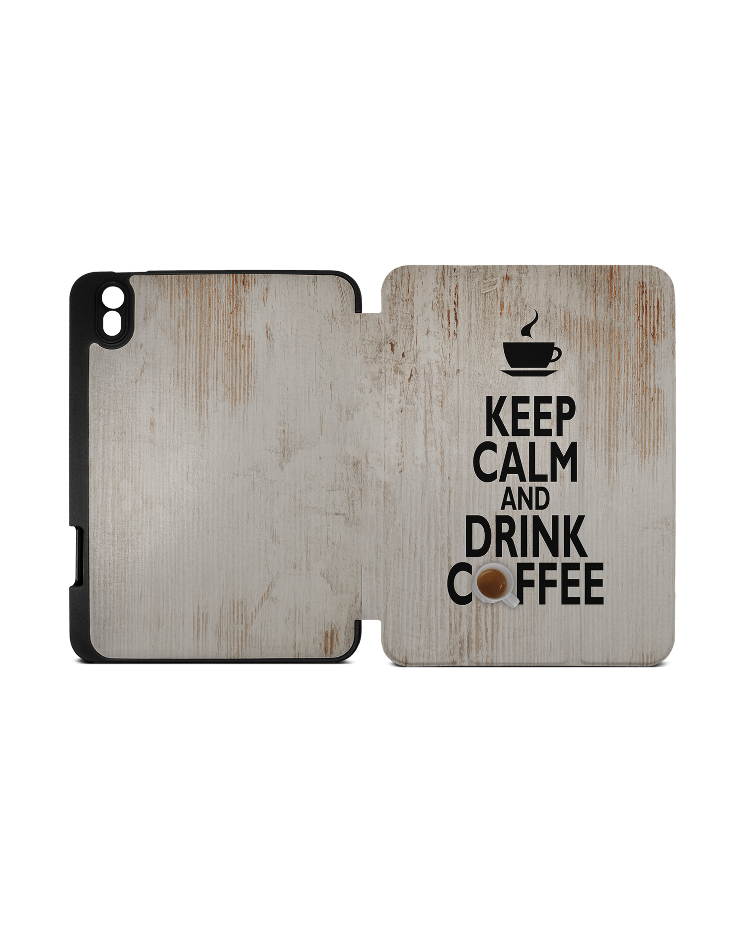 Drink Coffee iPad Case with Pencil Holder Apple iPad mini 6 (2021): Opened exterior view