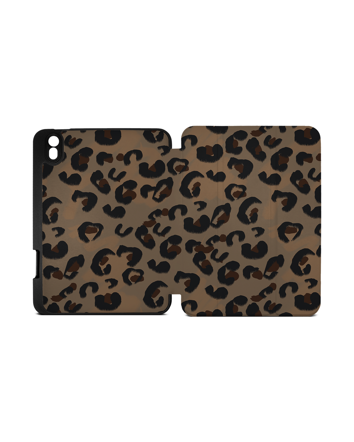 Leopard Repeat iPad Case with Pencil Holder Apple iPad mini 6 (2021): Opened exterior view