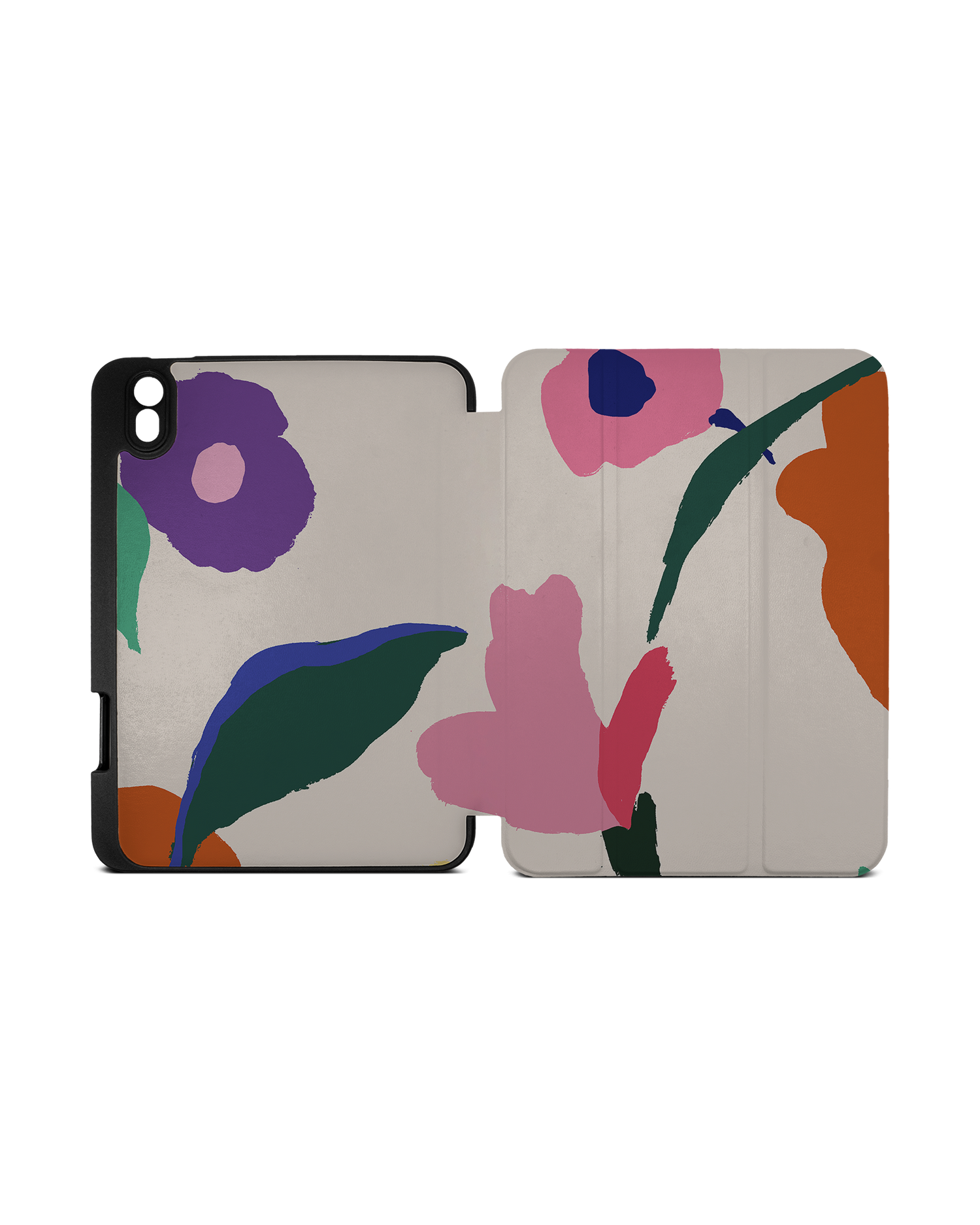 Handpainted Blooms iPad Case with Pencil Holder Apple iPad mini 6 (2021): Opened exterior view