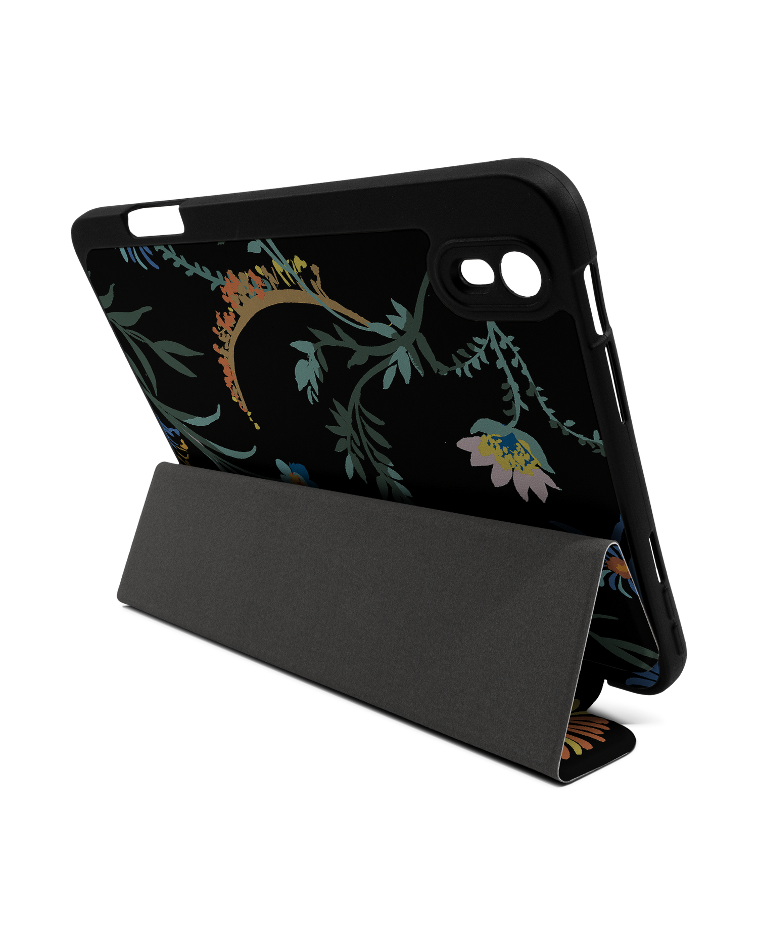Woodland Spring Floral iPad Case with Pencil Holder Apple iPad mini 6 (2021): Set up in landscape format (back view)