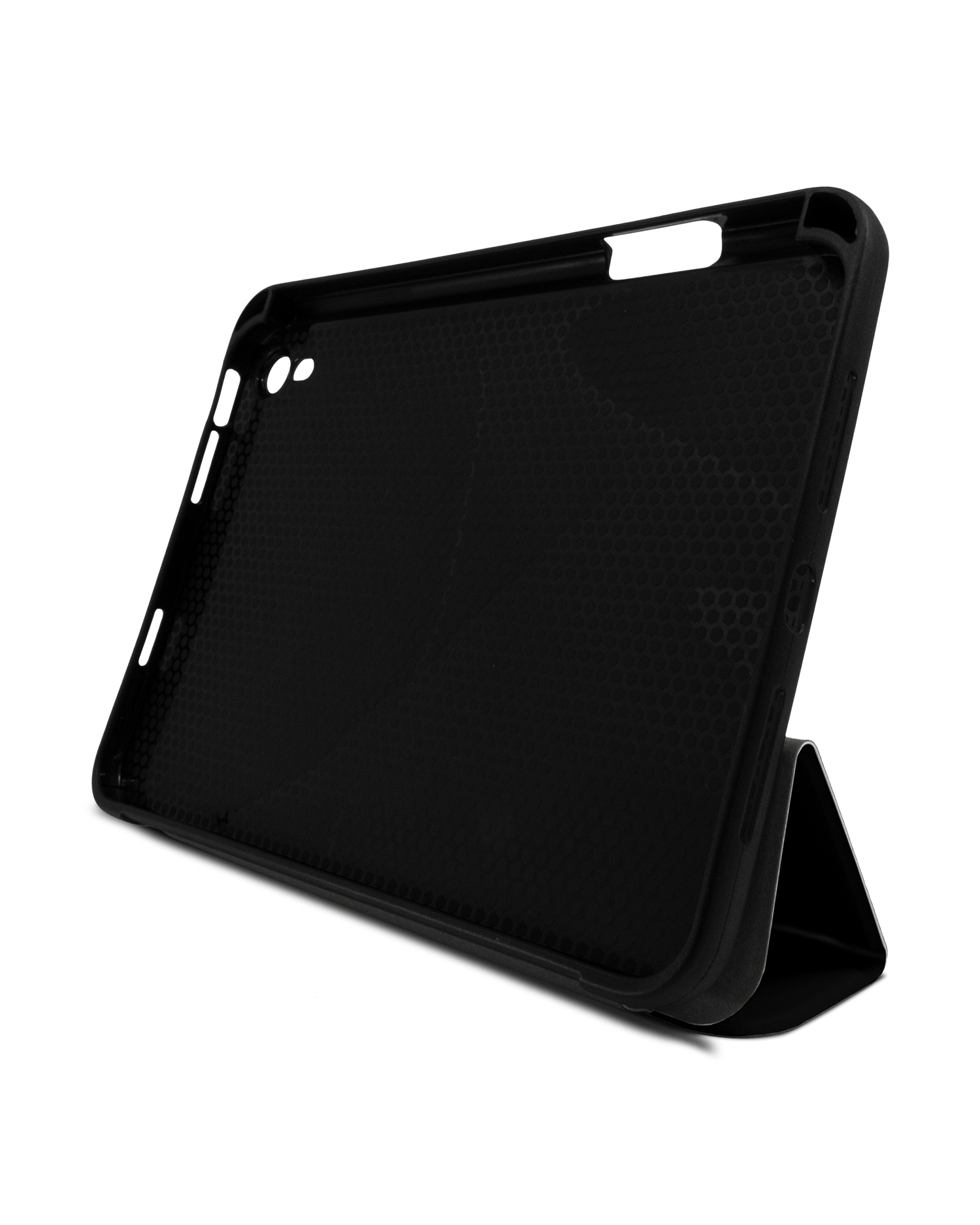 Black Cat iPad Case with Pencil Holder Apple iPad mini 6 (2021): Set up in landscape format (front view)