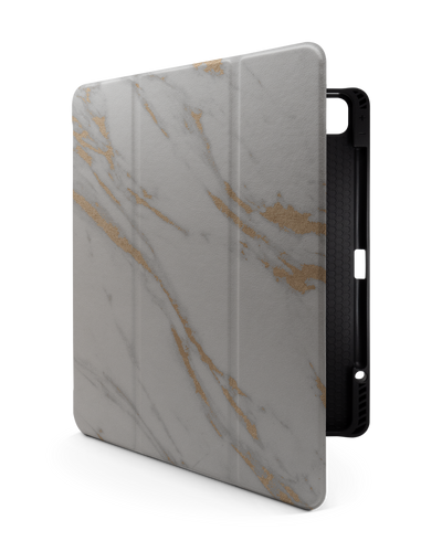 Gold Marble Elegance iPad Case with Pencil Holder for Apple iPad Pro 6 12.9" (2022), Apple iPad Pro 5 12.9" (2021), Apple iPad Pro 4 12.9" (2020)