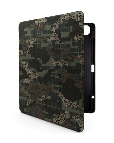 Green Camo Mix iPad Case with Pencil Holder for Apple iPad Pro 6 12.9" (2022), Apple iPad Pro 5 12.9" (2021), Apple iPad Pro 4 12.9" (2020)