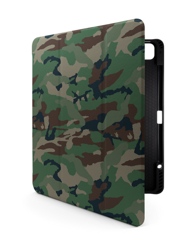 Green and Brown Camo iPad Case with Pencil Holder for Apple iPad Pro 6 12.9" (2022), Apple iPad Pro 5 12.9" (2021), Apple iPad Pro 4 12.9" (2020)