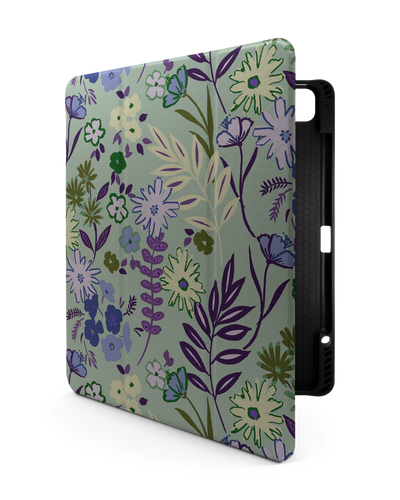 Pretty Purple Flowers iPad Case with Pencil Holder for Apple iPad Pro 6 12.9" (2022), Apple iPad Pro 5 12.9" (2021), Apple iPad Pro 4 12.9" (2020)