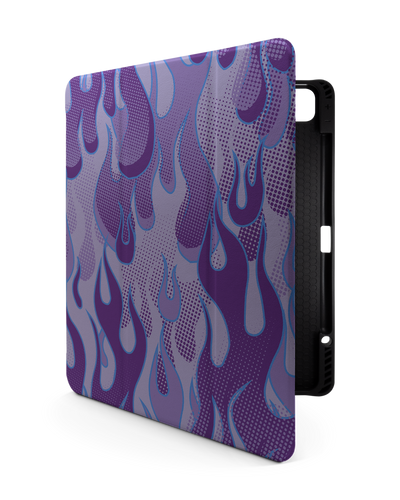 Purple Flames iPad Case with Pencil Holder for Apple iPad Pro 6 12.9" (2022), Apple iPad Pro 5 12.9" (2021), Apple iPad Pro 4 12.9" (2020)