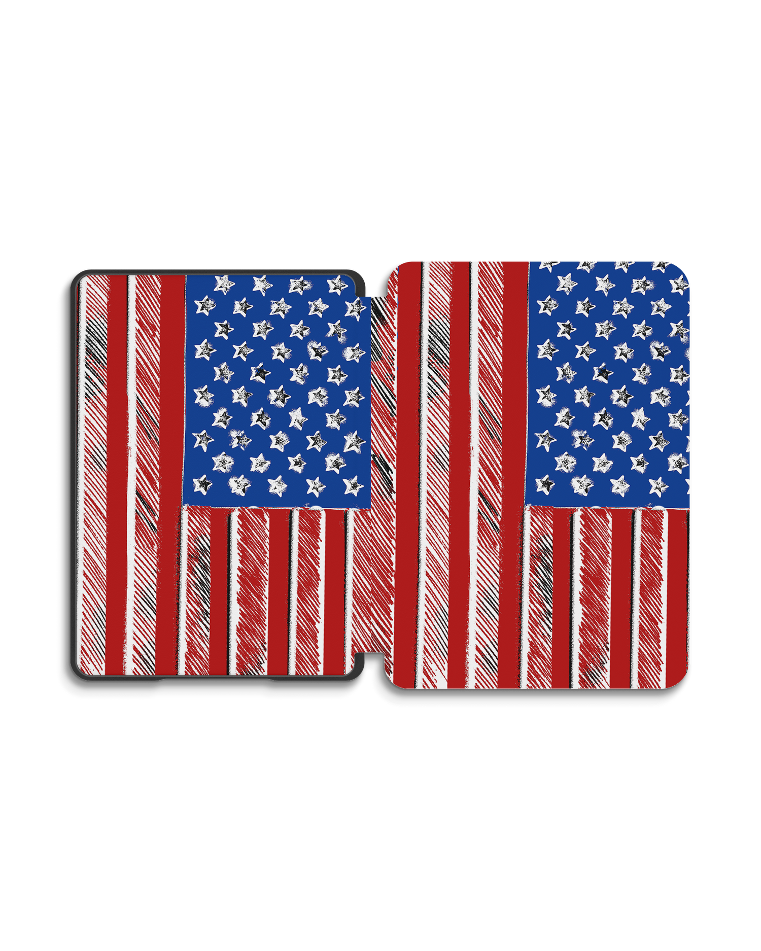 American Flag Color eReader Smart Case for Amazon New Kindle (2019): Opened exterior view