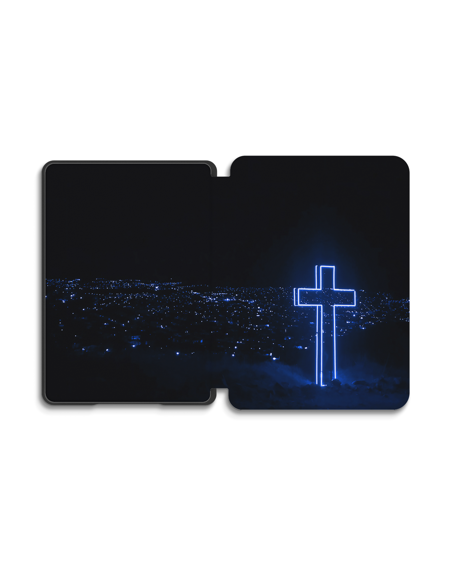 Christian Cross eReader Smart Case for Amazon New Kindle (2019): Opened exterior view