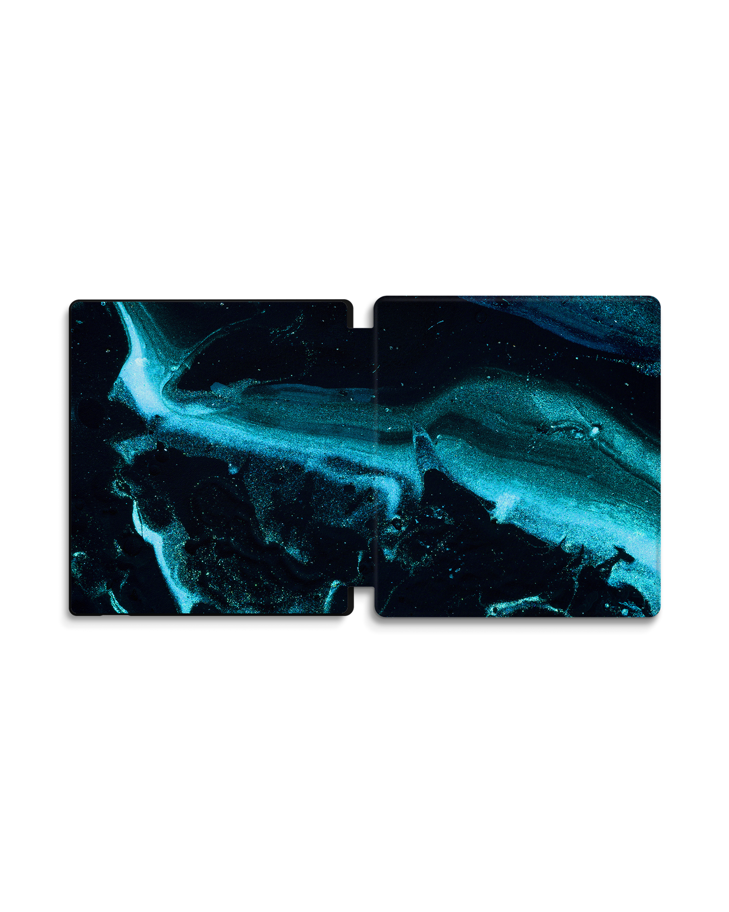 Deep Turquoise Sparkle eReader Smart Case for Amazon Kindle Oasis: Opened exterior view