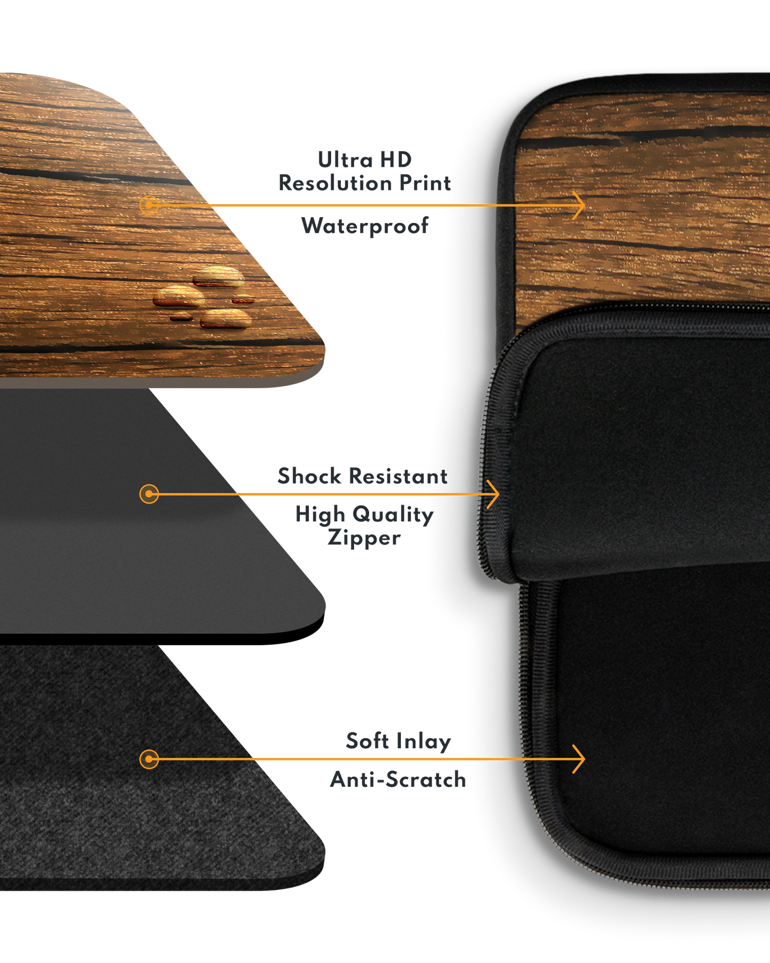 Wood Laptop Case 13 inch with soft inner lining