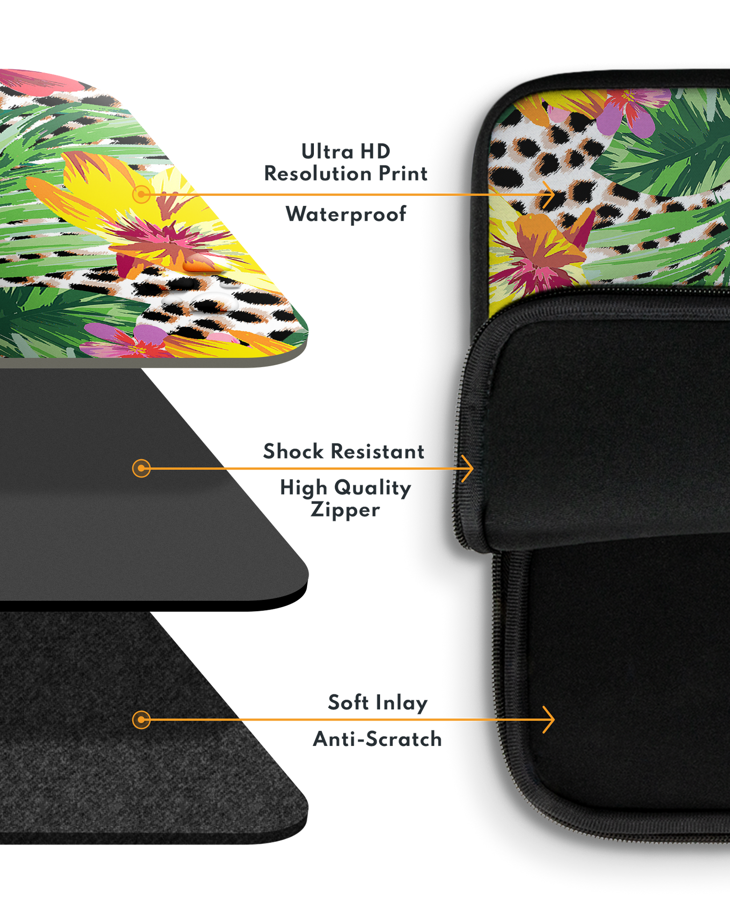 Tropical Cheetah Laptop Case 15-16 inch with soft inner lining