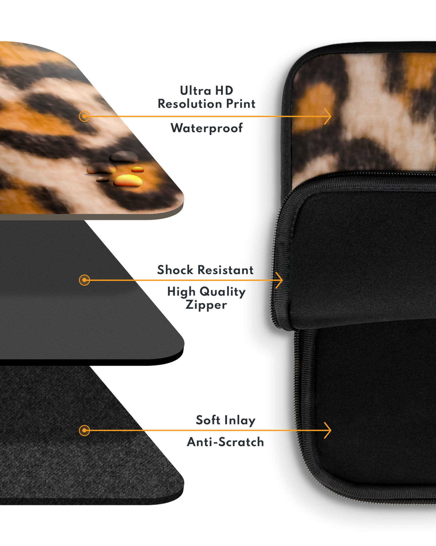 Leopard Pattern Laptop Case 13 inch with soft inner lining