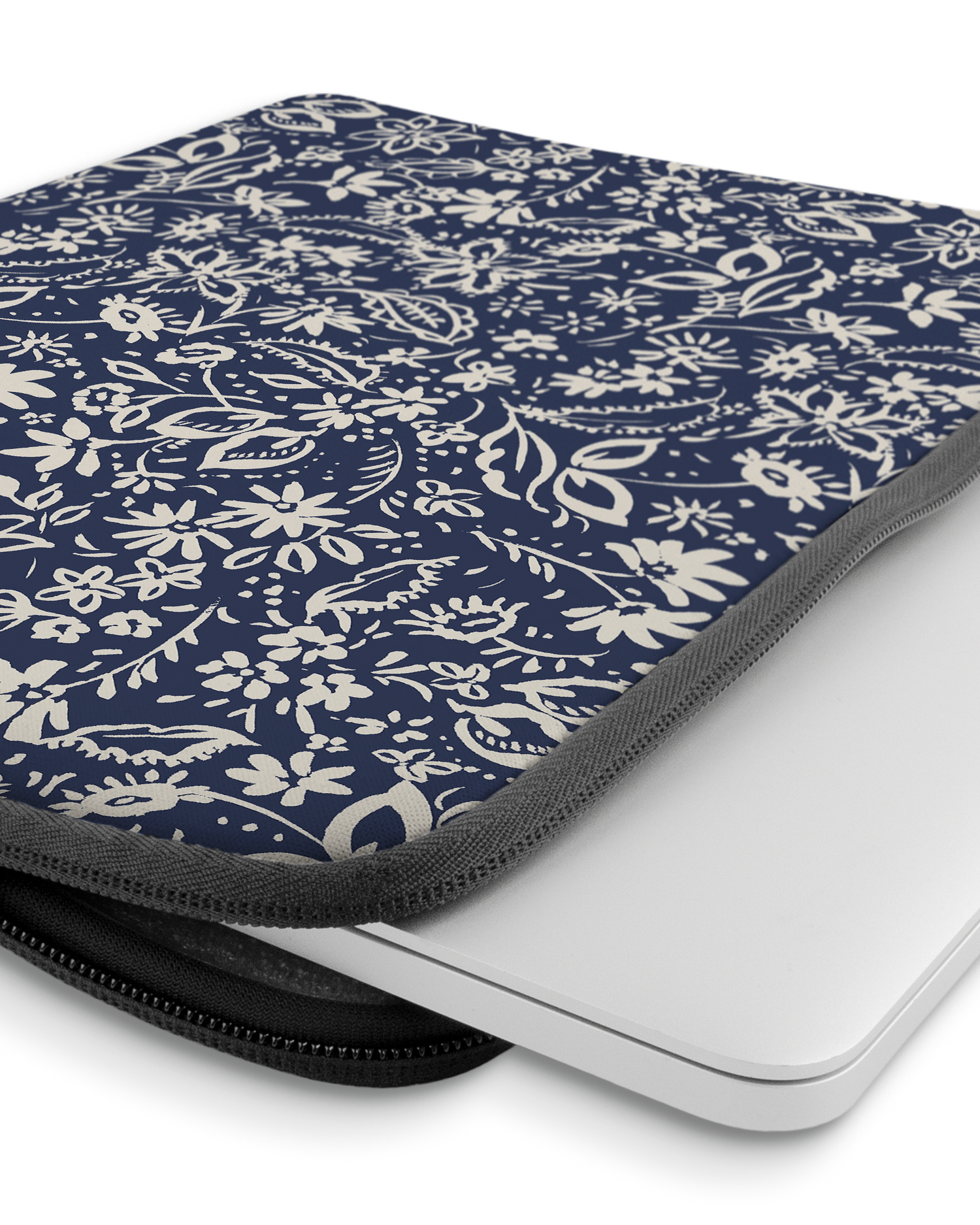 Ditsy Blue Paisley Laptop Case 14 inch with device inside