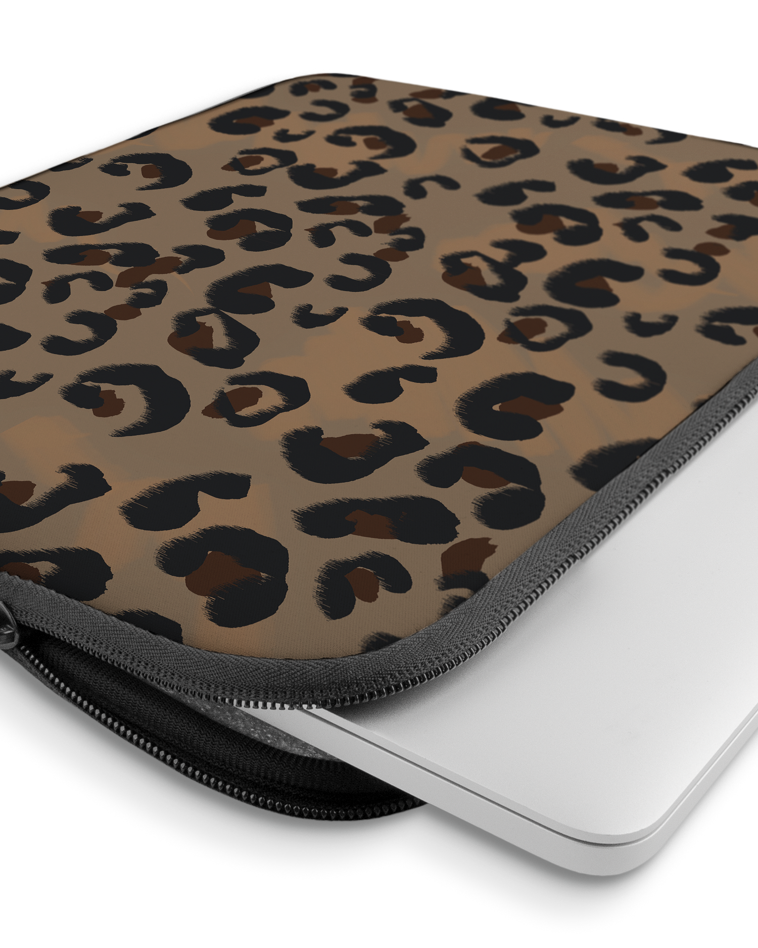 Leopard Repeat Laptop Case 15 inch with device inside